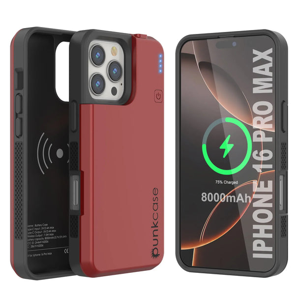 iPhone 16 Pro Max Battery Case, PunkJuice 8000mAH Fast Charging