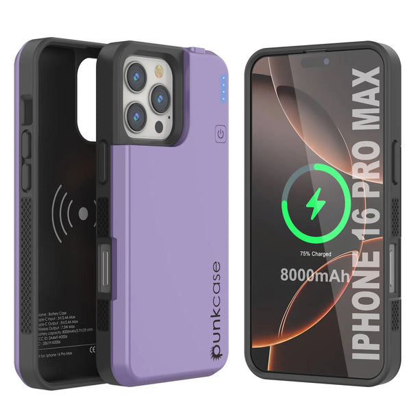iPhone 16 Pro Max Battery Case, PunkJuice 8000mAH Fast Charging