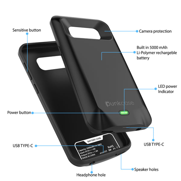 Galaxy S8 Battery Case, Punkcase 5000mAH Charger Case W/ Screen