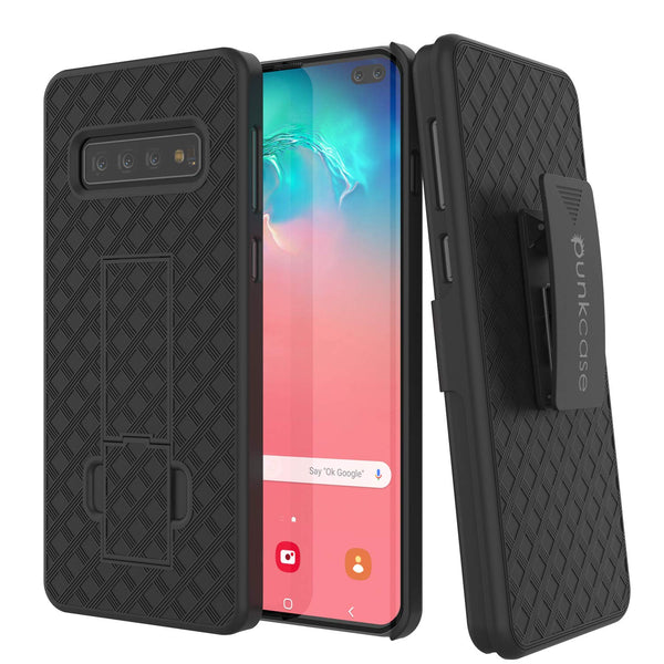 Punkcase Galaxy s10+ Plus Case With Screen Protector, Holster Belt