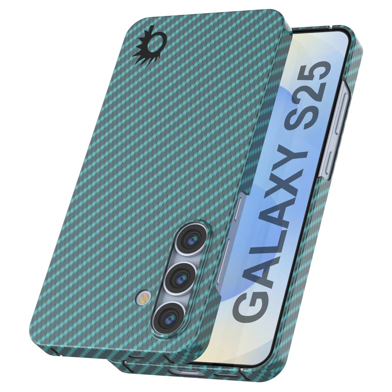 Punkcase Galaxy S25 Carbon Fiber Case [AramidShield Series] Ultra Slim & Light Kevlar [Teal]