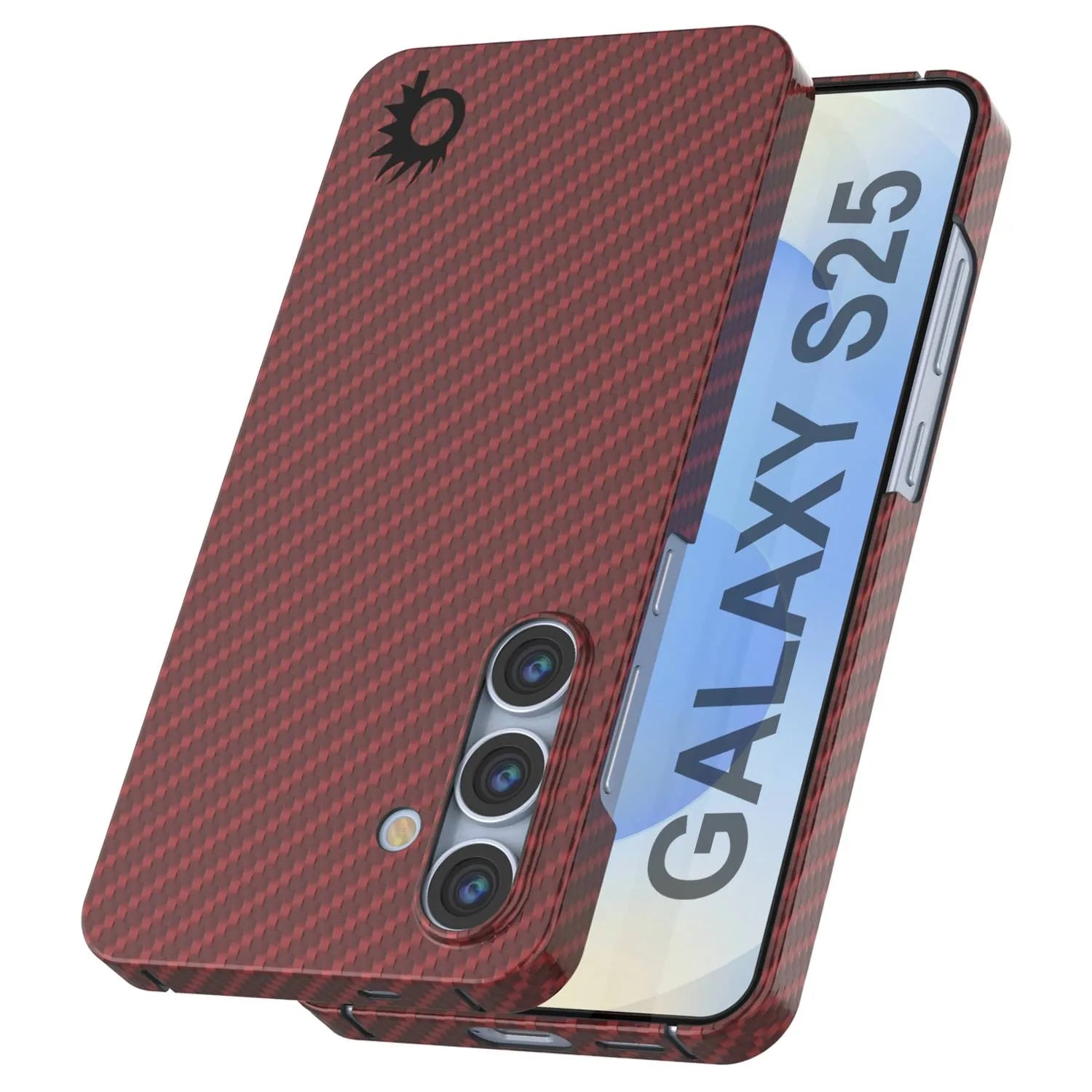 Punkcase Galaxy S25 Carbon Fiber Case [AramidShield Series] Ultra Slim & Light Kevlar [Red]