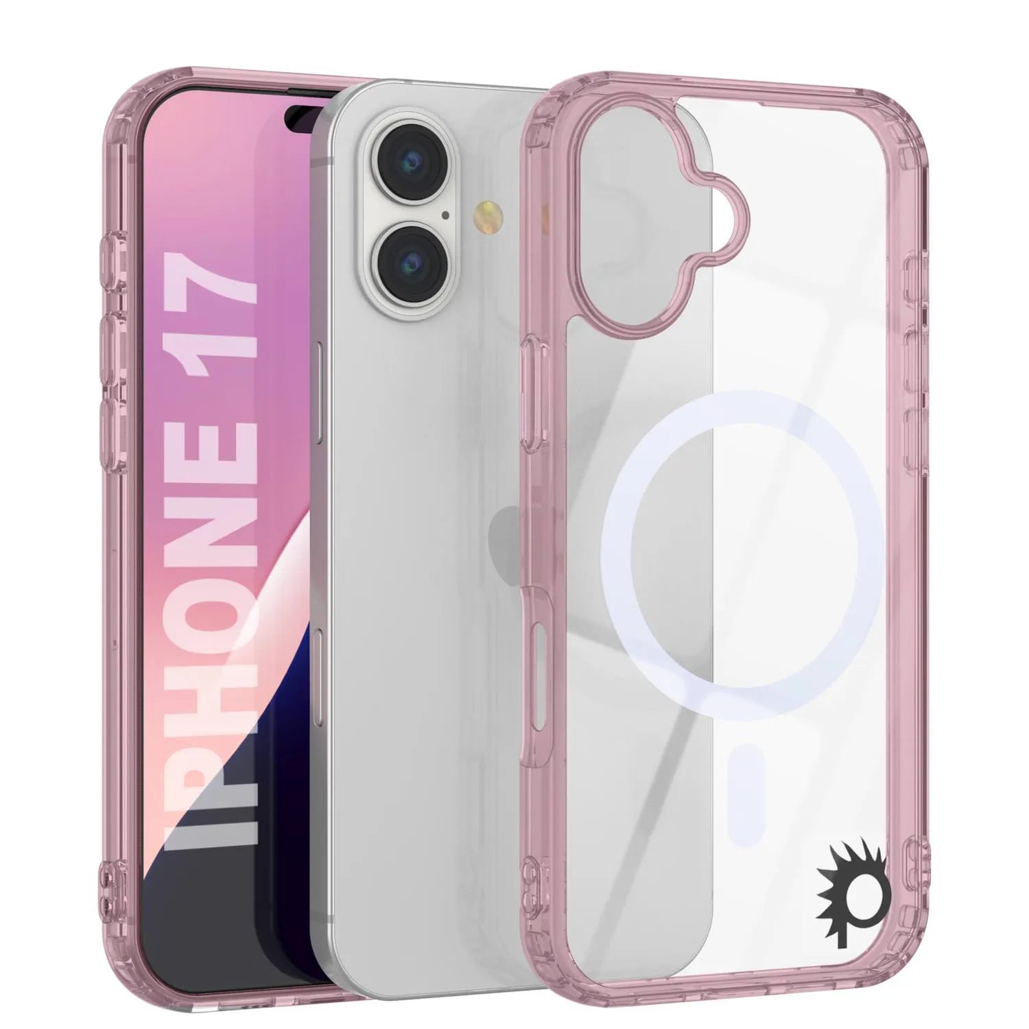 Punkcase iPhone 17 Magnetic Wireless Charging Case [ClearMag Series][Rose]