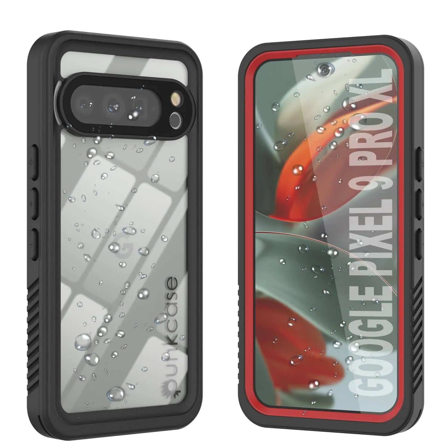 Google Pixel 9 Pro XL Waterproof Case, Punkcase [Extreme Series] Armor Cover W/ Built In Screen Protector [Red]