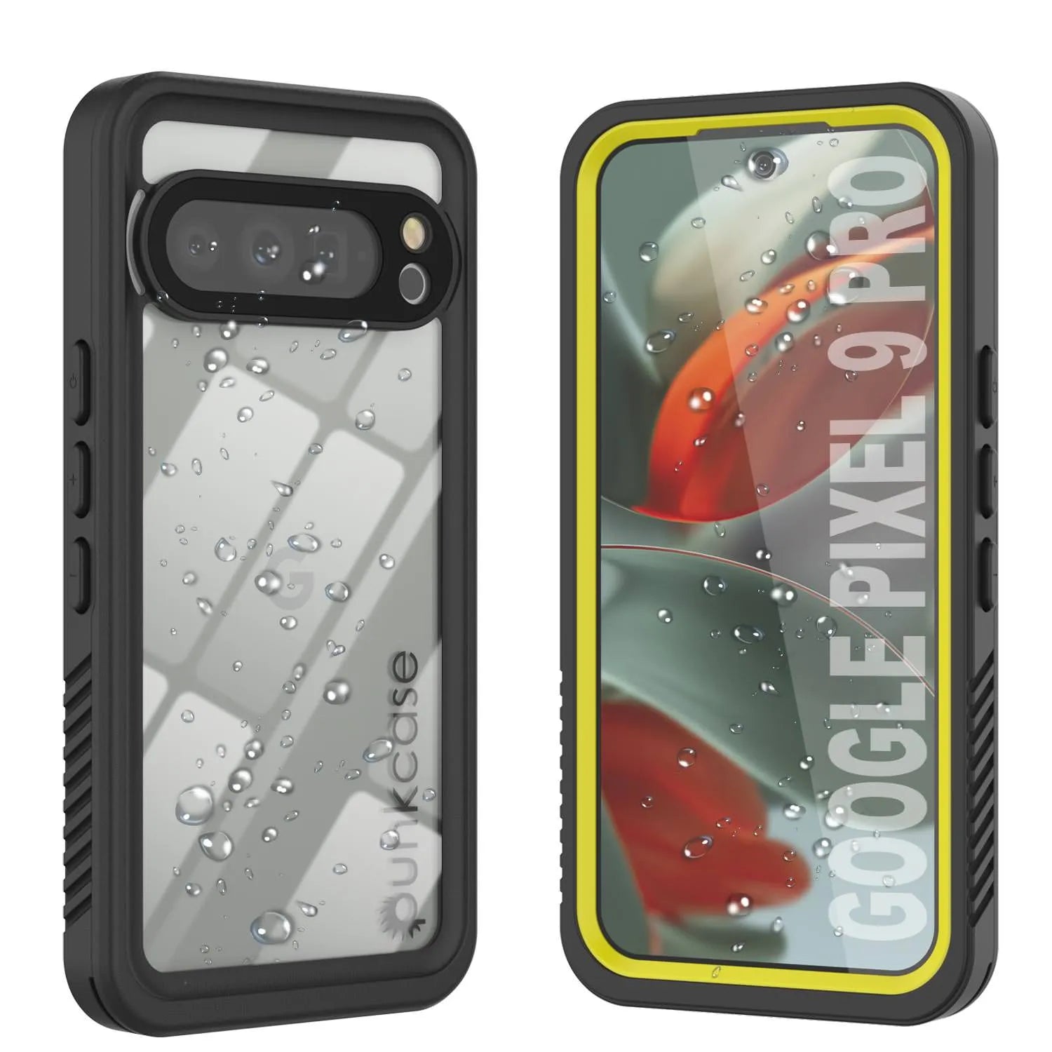 Google Pixel 9 Pro Waterproof Case, Punkcase [Extreme Series] Armor Cover W/ Built In Screen Protector [Yellow]