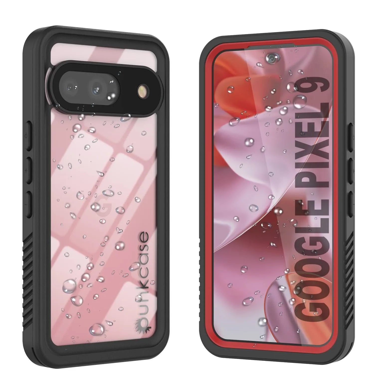 Google Pixel 9  Waterproof Case, Punkcase [Extreme Series] Armor Cover W/ Built In Screen Protector [Red]