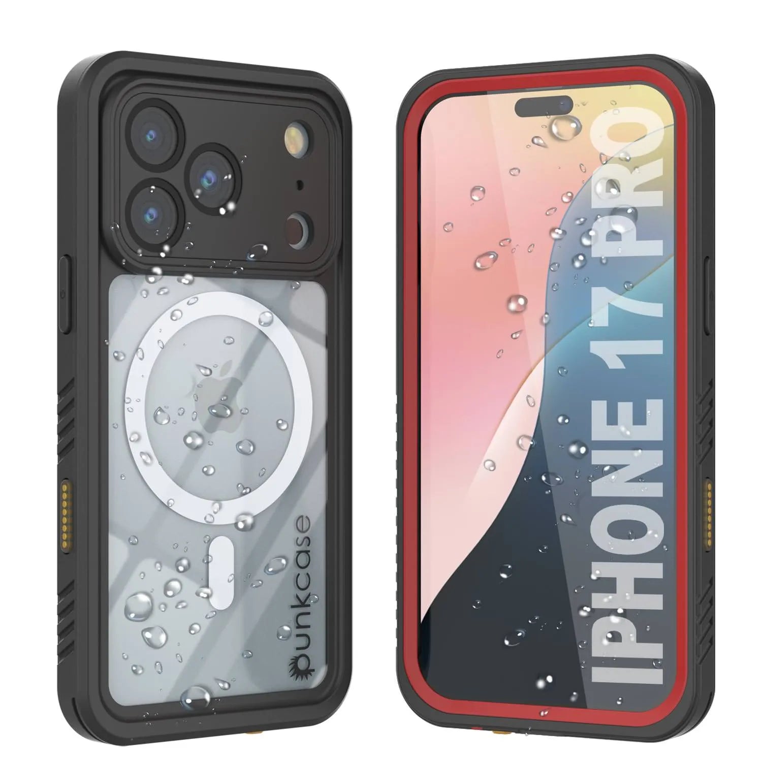 iPhone 17 Pro Waterproof Case, Punkcase [Extreme Mag Series] Armor Cover W/ Built In Screen Protector [Red]