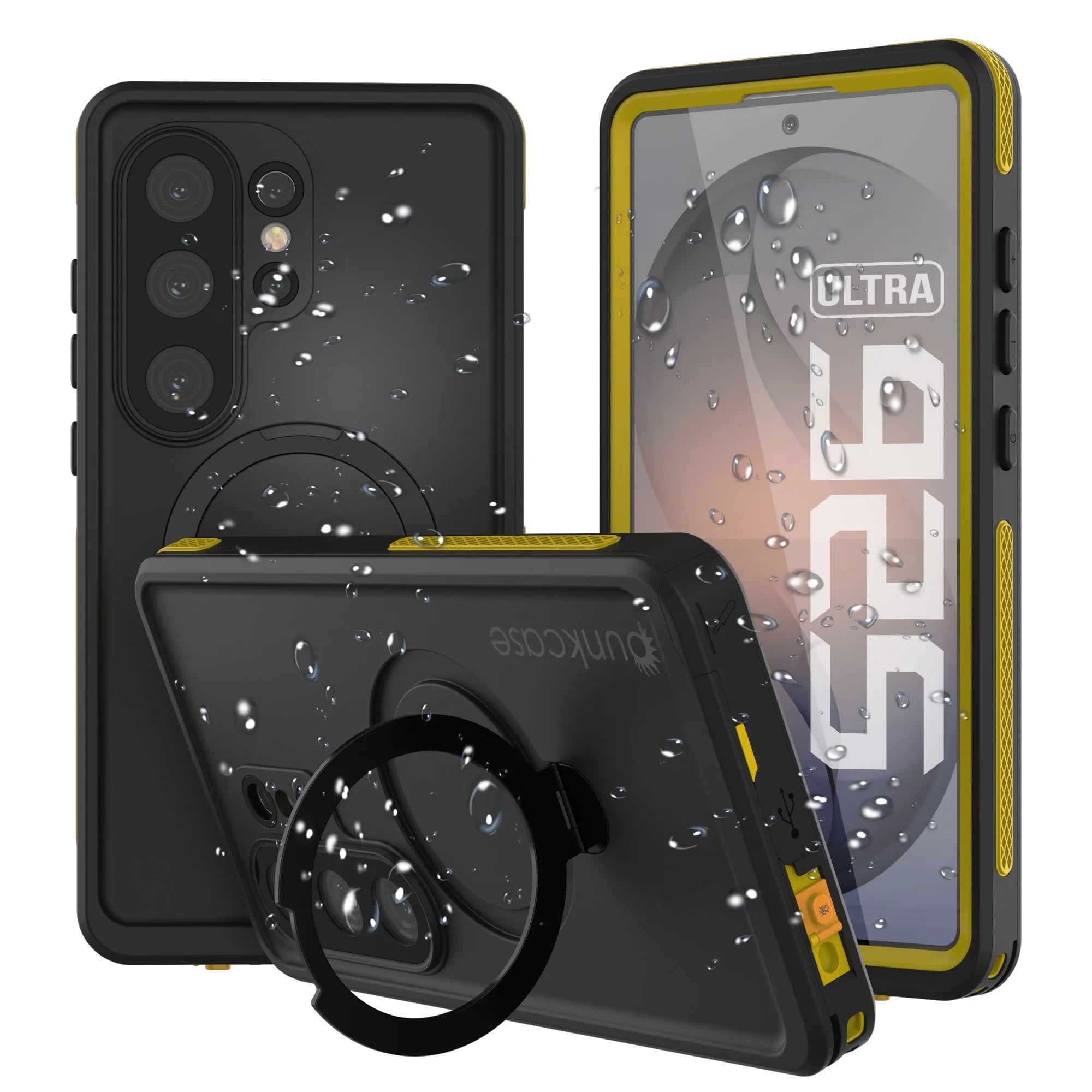 Galaxy S26 Ultra Waterproof Case [Kickstud 2.0 Series] Protective IP68 Cover W/Screen Protector & Kickstand [Yellow]