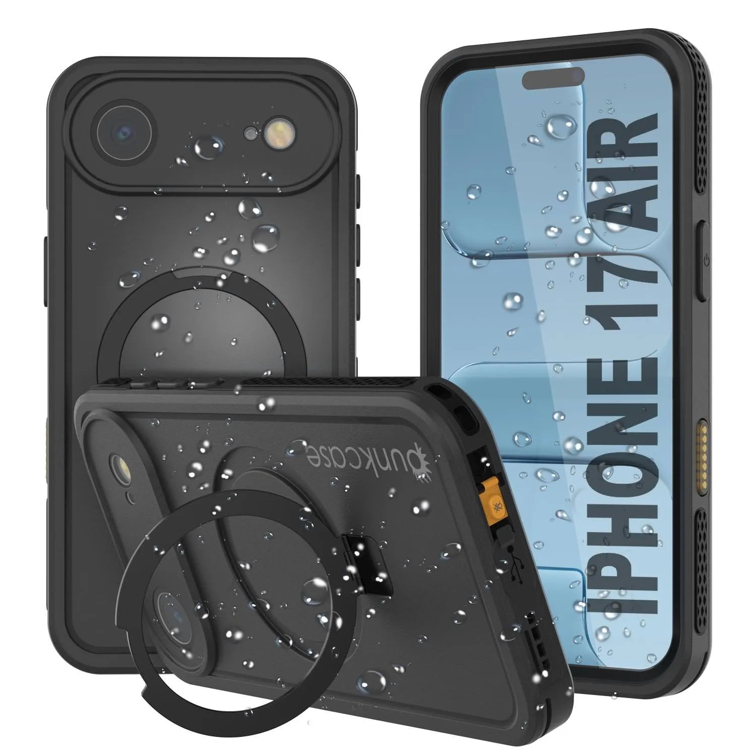 iPhone 17 Air Waterproof Case [Kickstud 2.0 Series] Protective IP68 Cover W/Screen Protector & Kickstand [Black]