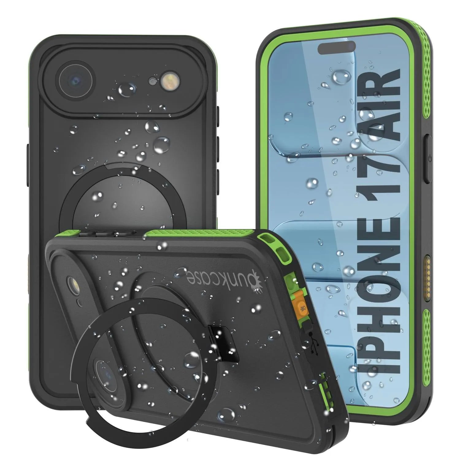 iPhone 17 Air Waterproof Case [Kickstud 2.0 Series] Protective IP68 Cover W/Screen Protector & Kickstand [Green]