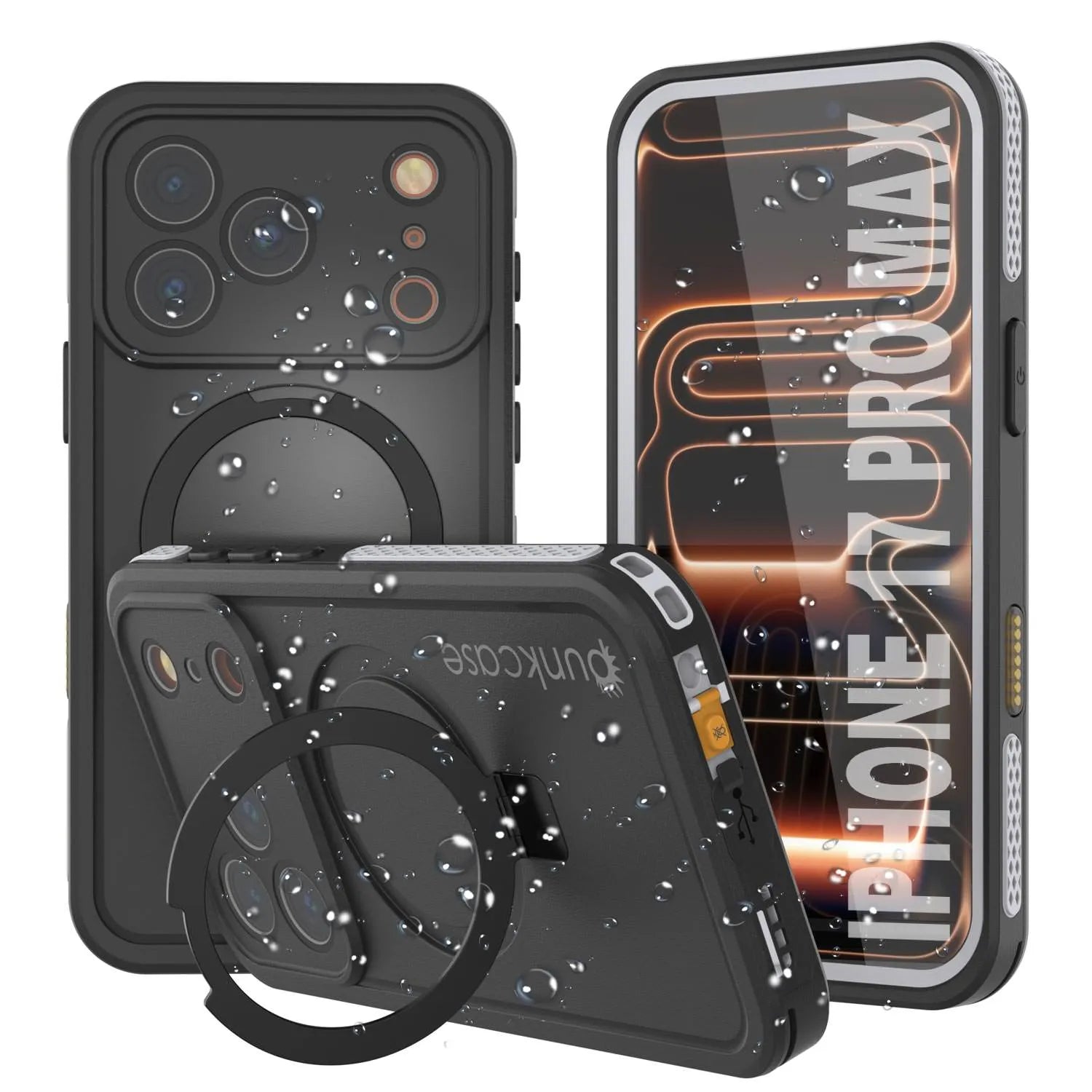 iPhone 17 Pro Max Waterproof Case [Kickstud 2.0 Series] Protective IP68 Cover W/Screen Protector & Kickstand [White]