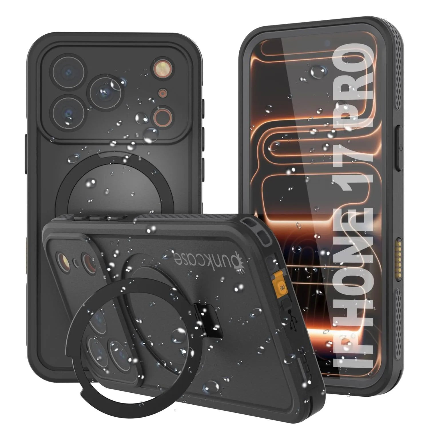 iPhone 17 pro Waterproof Case [Kickstud 2.0 Series] Protective IP68 Cover W/Screen Protector & Kickstand [Grey]