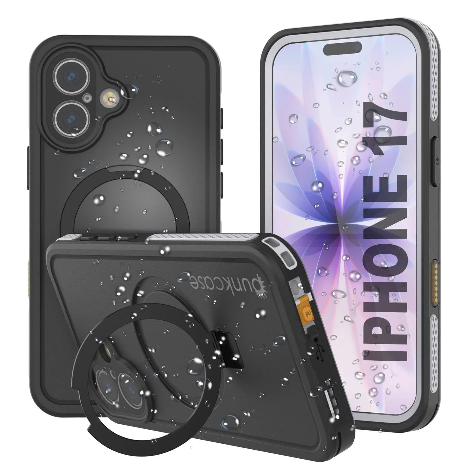 iPhone 17 Waterproof Case [Kickstud 2.0 Series] Protective IP68 Cover W/Screen Protector & Kickstand [White]