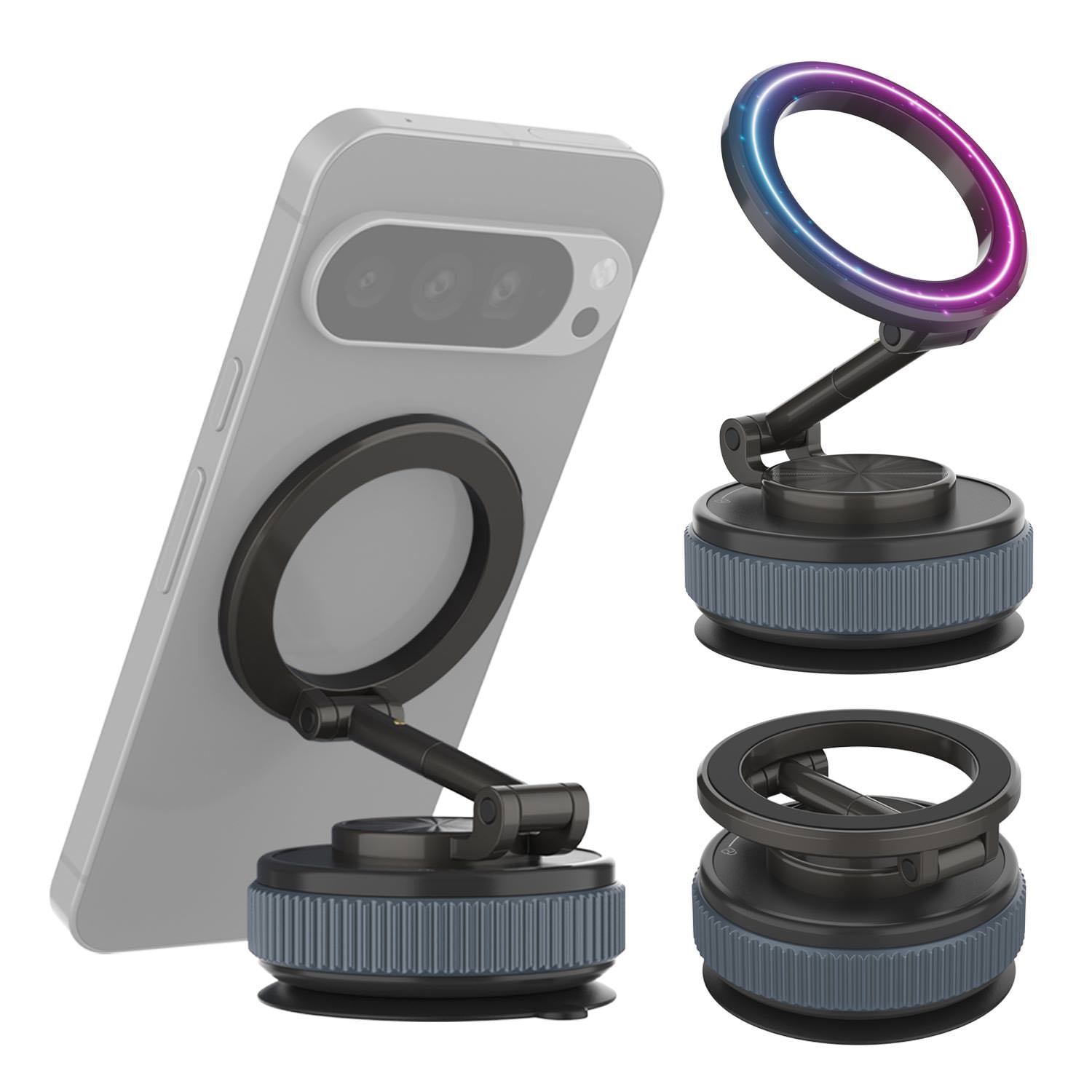 Punkcase MagnoGrip 2.0 Car Phone Holder w/ 360° Rotation [Black]