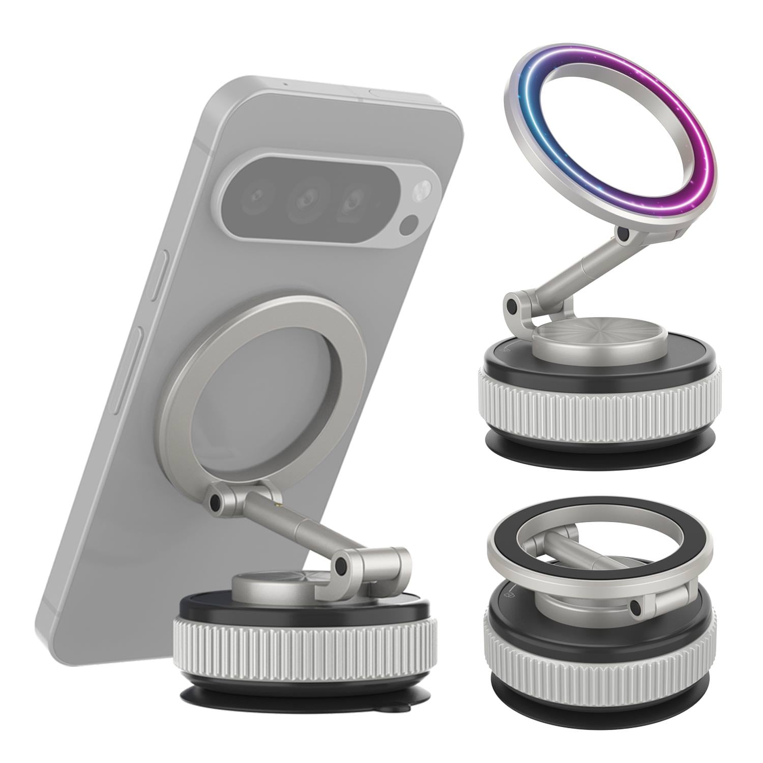 Punkcase MagnoGrip 2.0 Car Phone Holder w/ 360° Rotation [Silver]