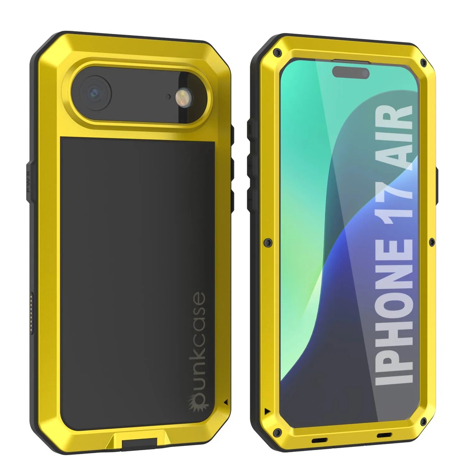iPhone 17 Air Metal Case, Heavy Duty Military Grade Armor Cover [shock proof] Full Body Hard [Yellow]