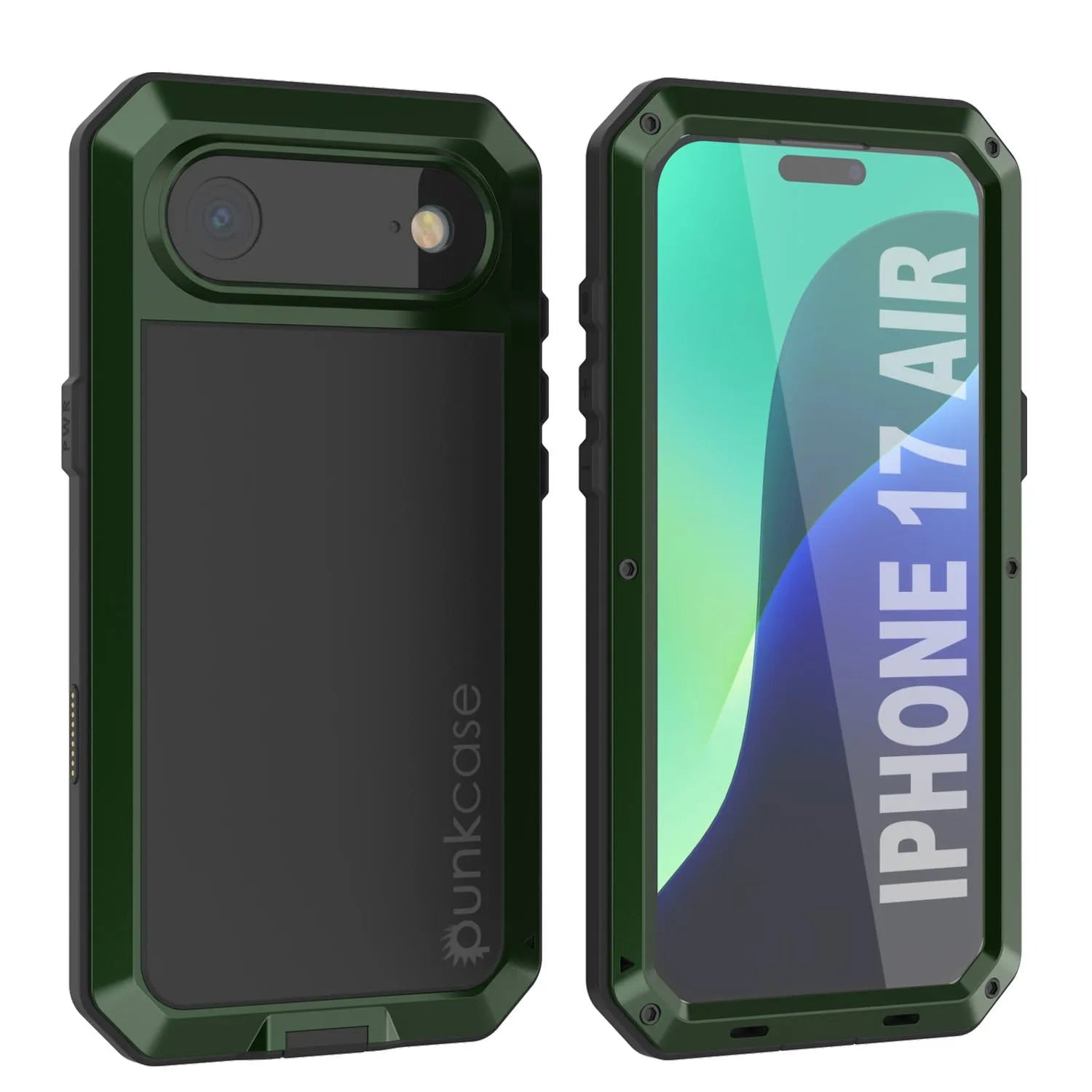 iPhone 17 Air Metal Case, Heavy Duty Military Grade Armor Cover [shock proof] Full Body Hard [Dark Green]