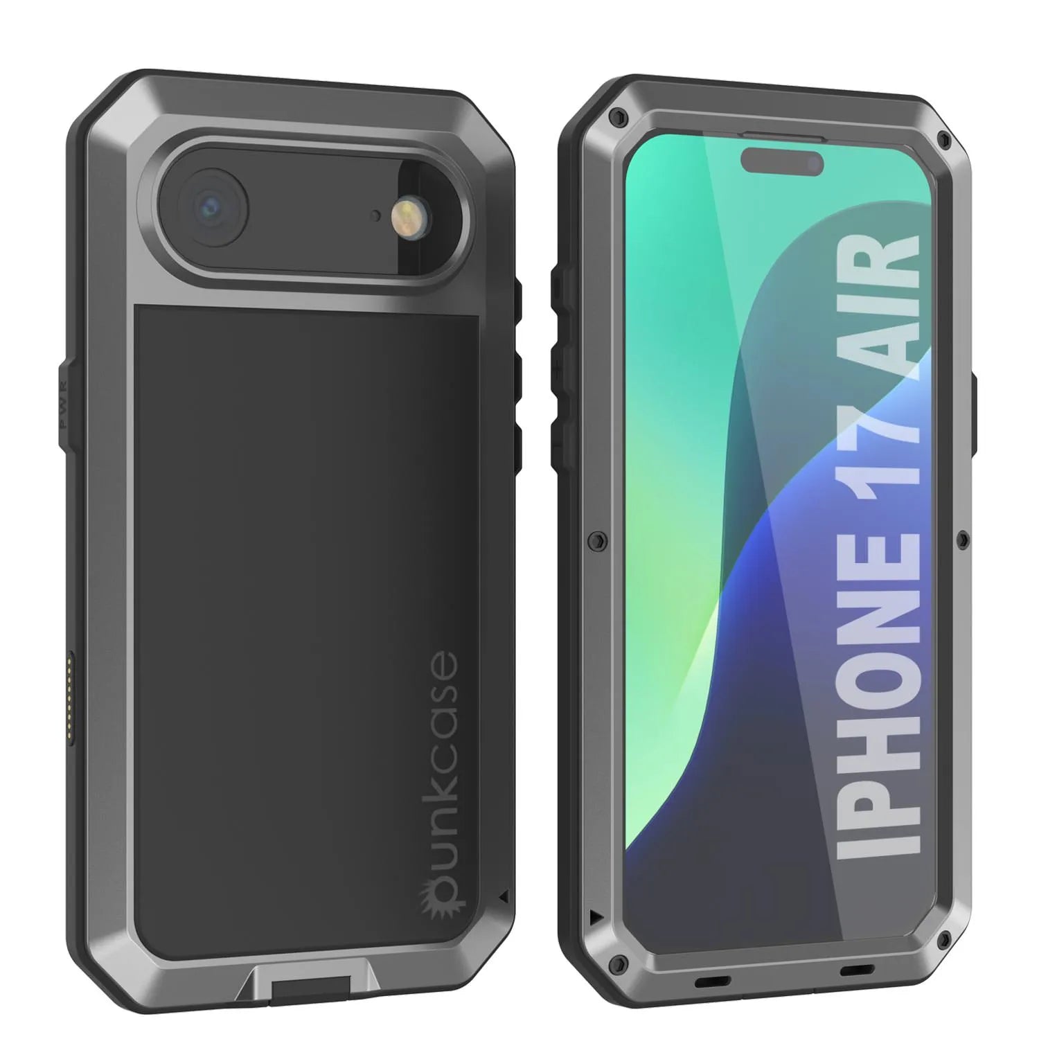 iPhone 17 Air Metal Case, Heavy Duty Military Grade Armor Cover [shock proof] Full Body Hard [Silver]
