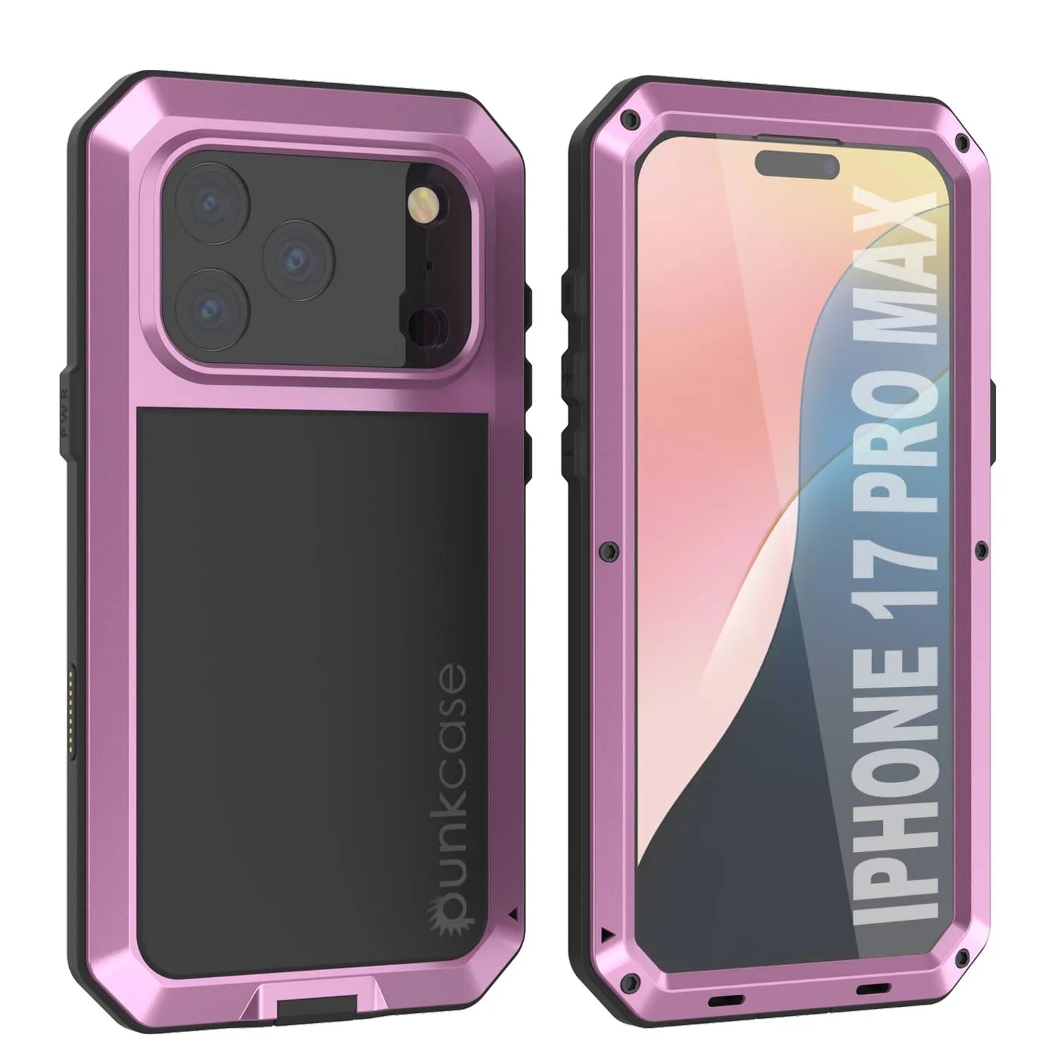 iPhone 17 Pro Max Metal Case, Heavy Duty Military Grade Armor Cover [shock proof] Full Body Hard [Pink]