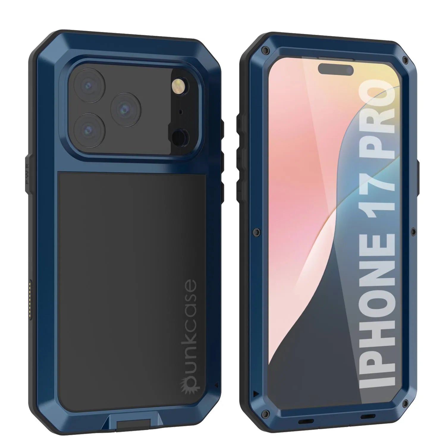iPhone 17 Pro Metal Case, Heavy Duty Military Grade Armor Cover [shock proof] Full Body Hard [Blue]