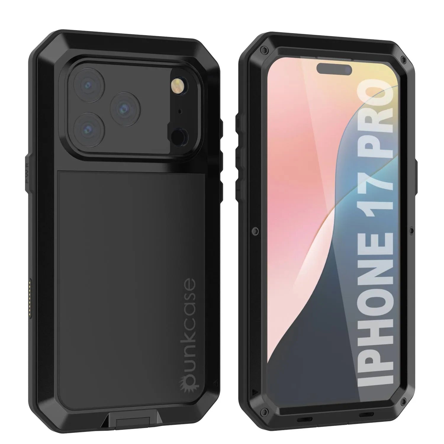 iPhone 17 Pro Metal Case, Heavy Duty Military Grade Armor Cover [shock proof] Full Body Hard [Black]