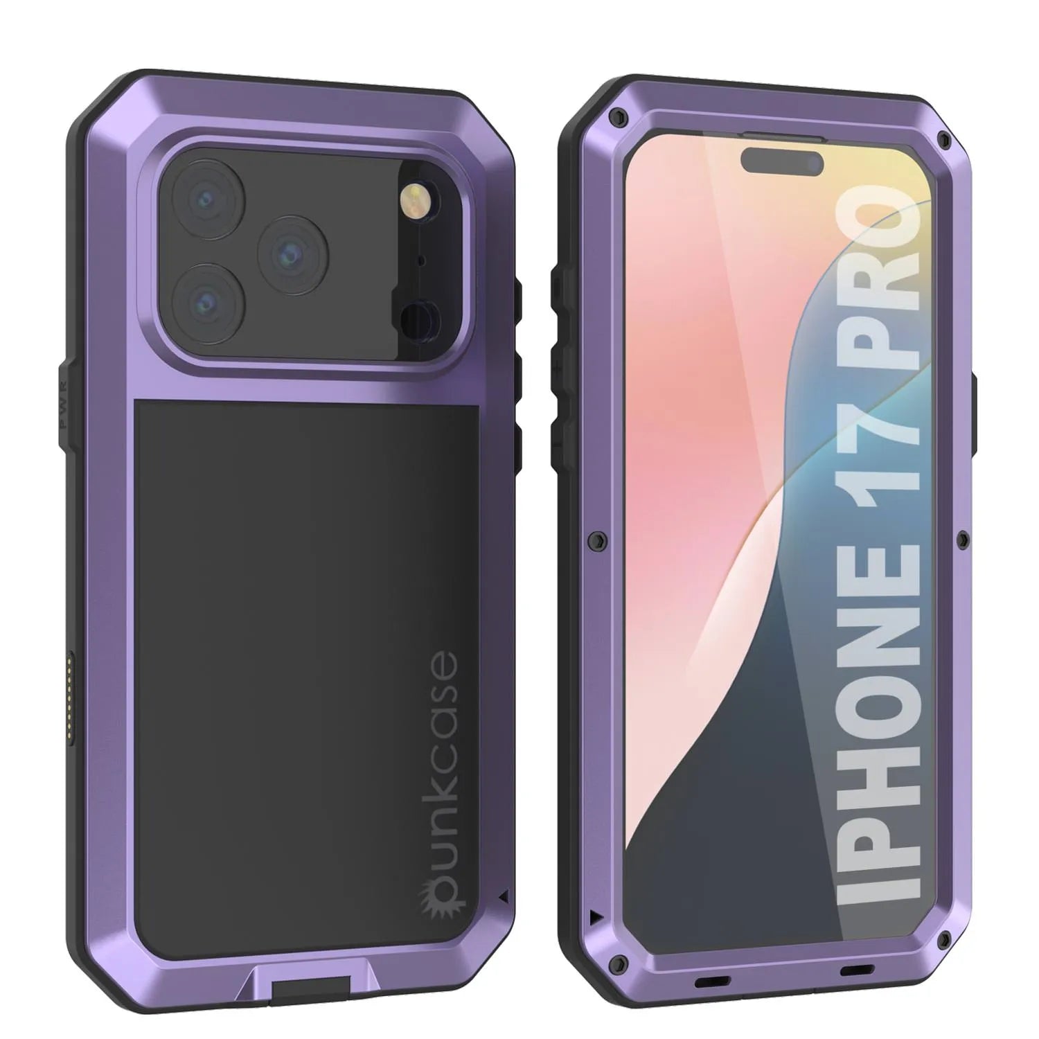 iPhone 17 Pro Metal Case, Heavy Duty Military Grade Armor Cover [shock proof] Full Body Hard [Purple]