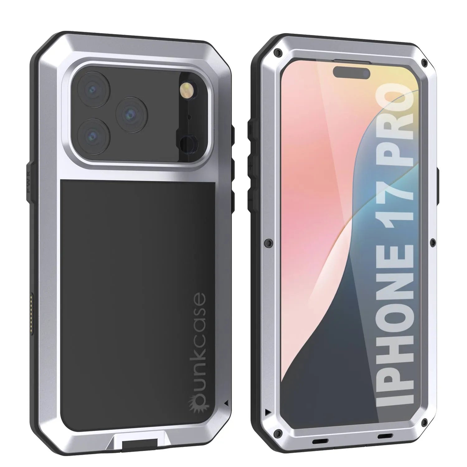 iPhone 17 Pro Metal Case, Heavy Duty Military Grade Armor Cover [shock proof] Full Body Hard [White]