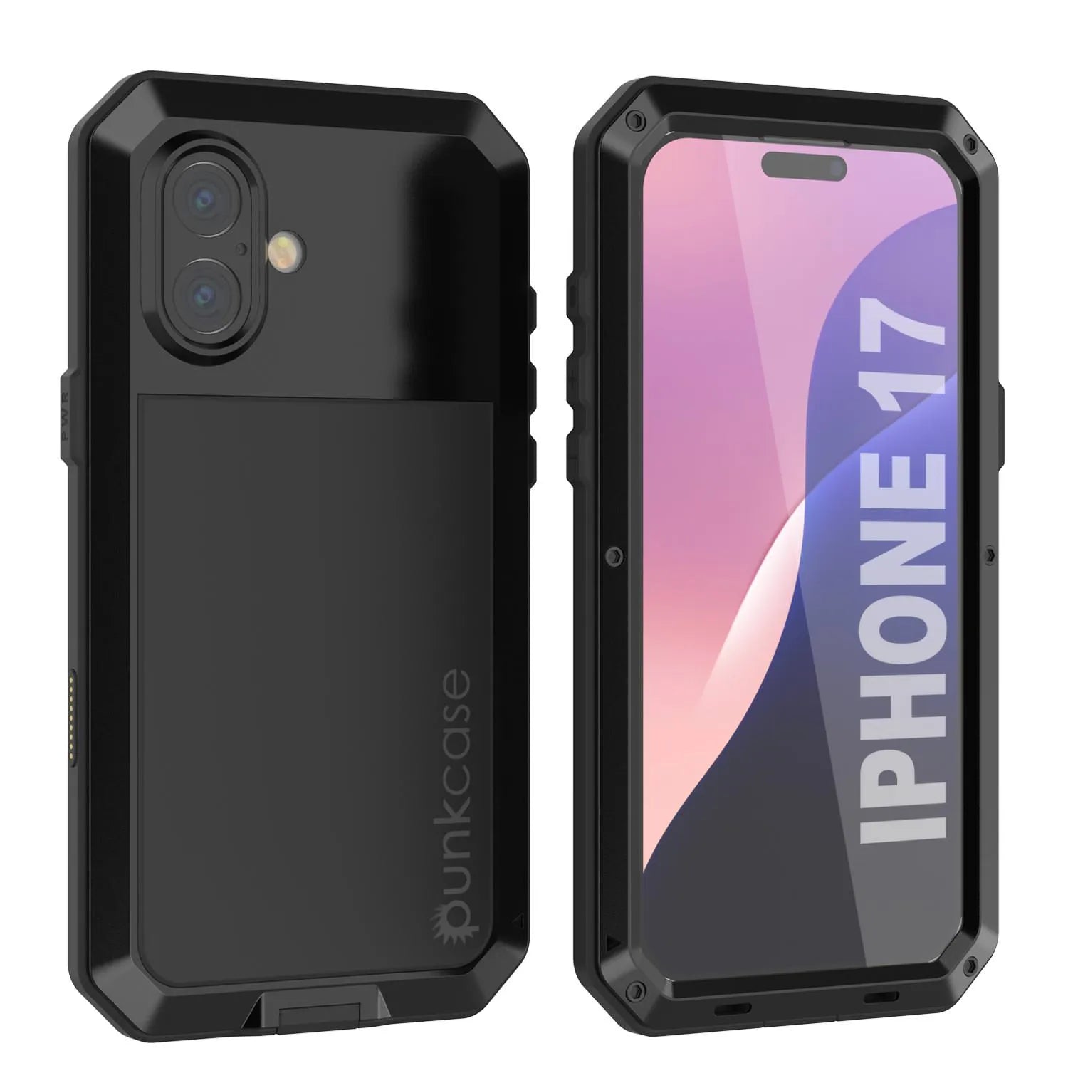iPhone 17 Metal Case, Heavy Duty Military Grade Armor Cover [shock proof] Full Body Hard [Black]
