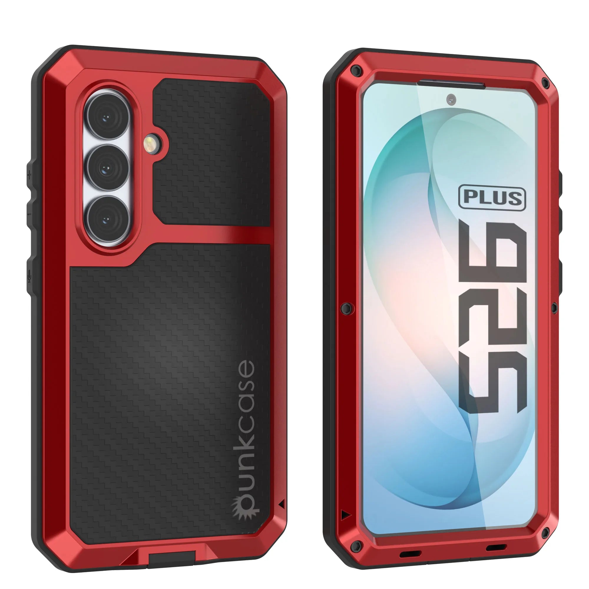 Galaxy S26 Plus Metal Case, Heavy Duty Military Grade Armor Cover [shock proof] Full Body Hard [Red]