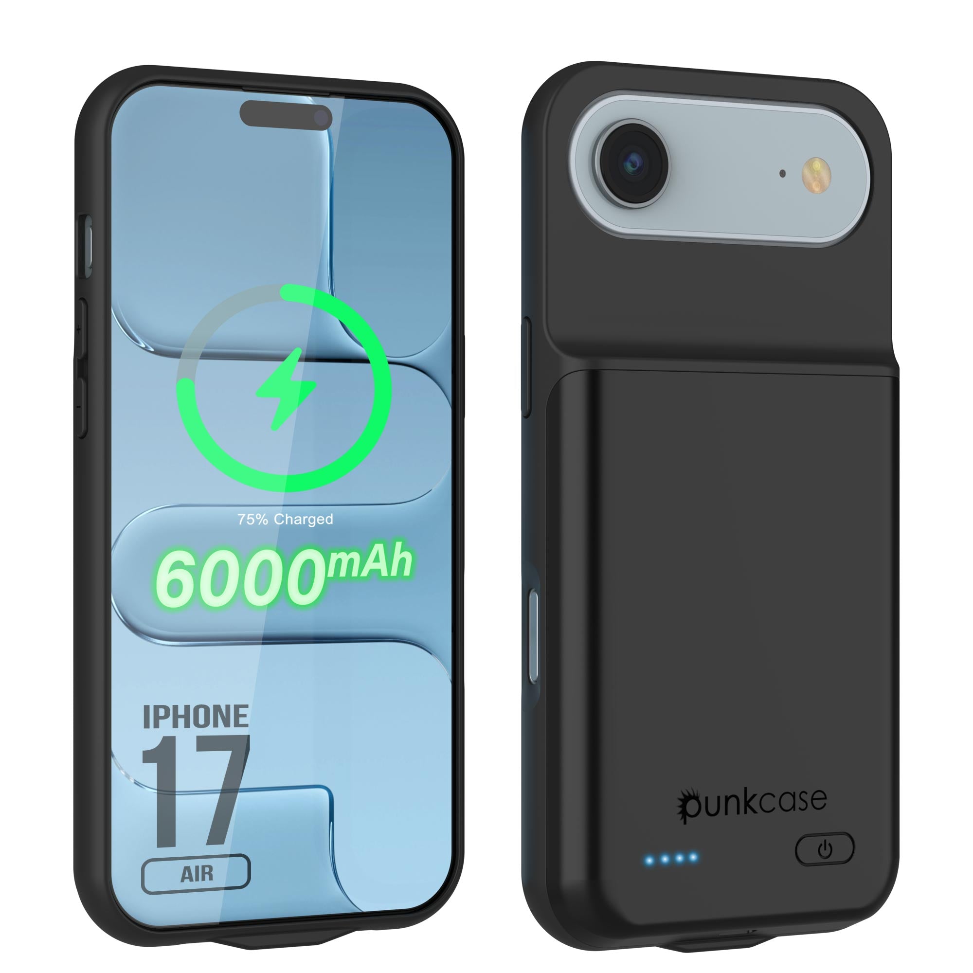 iPhone 17 Air Battery Case, PunkJuice 6000mah Fast Charging Case [Black]