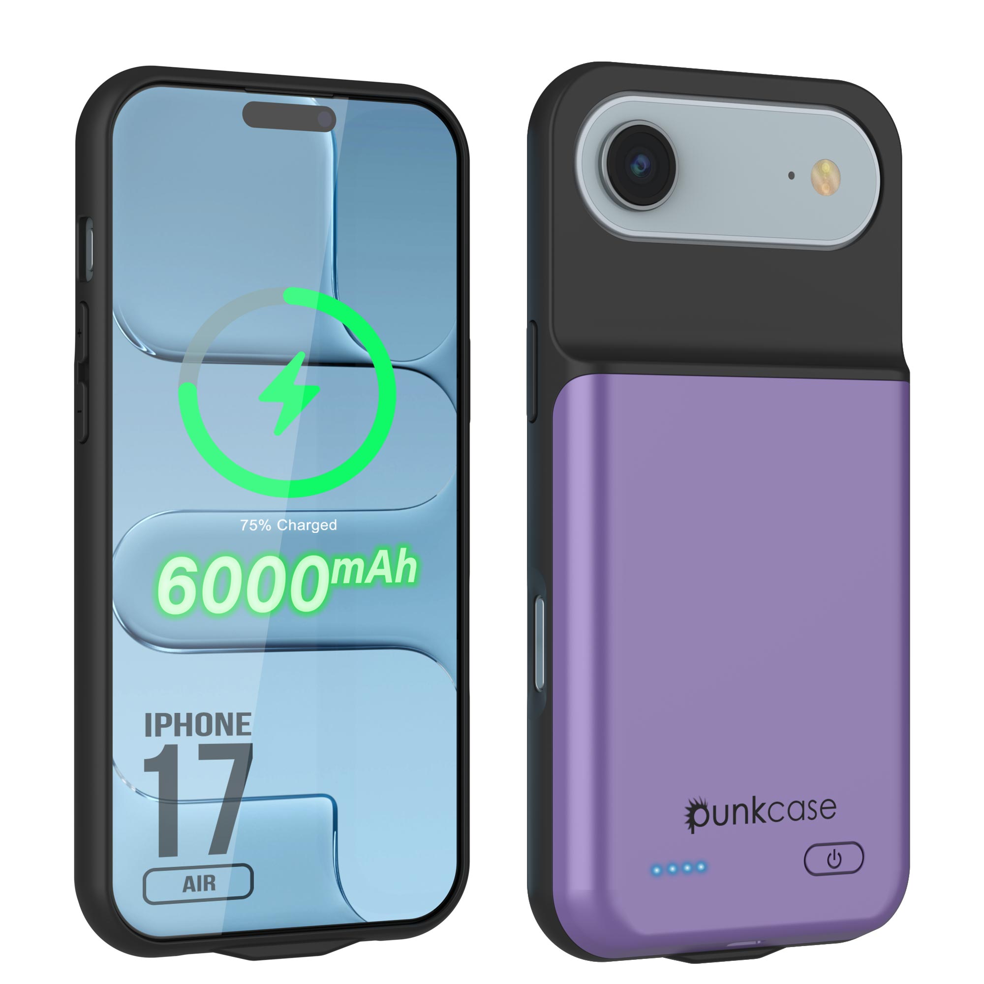 iPhone 17 Air Battery Case, PunkJuice 6000mah Fast Charging Case [Purple]