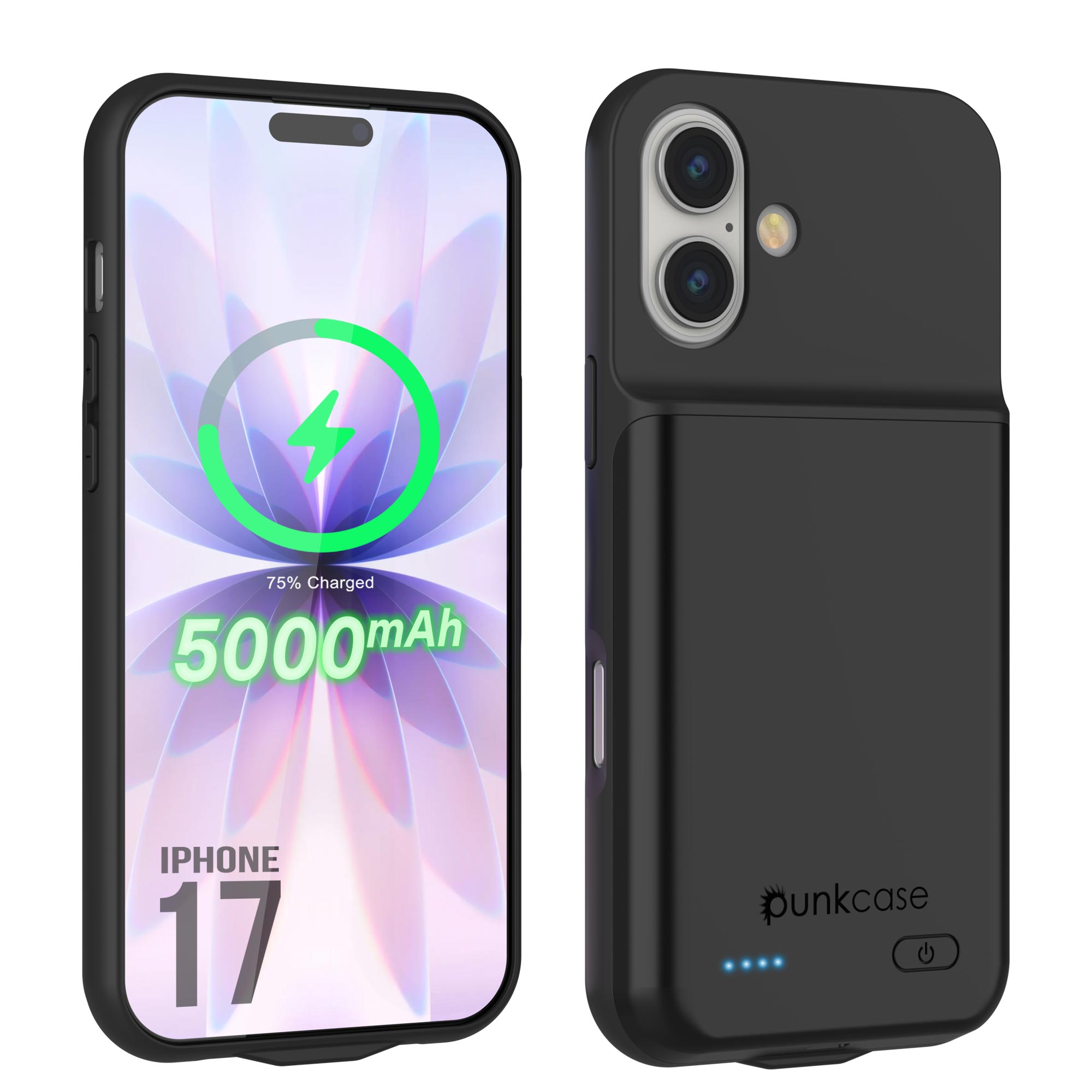 iPhone 17 Battery Case, PunkJuice 5000mAH Fast Charging Case [Black]