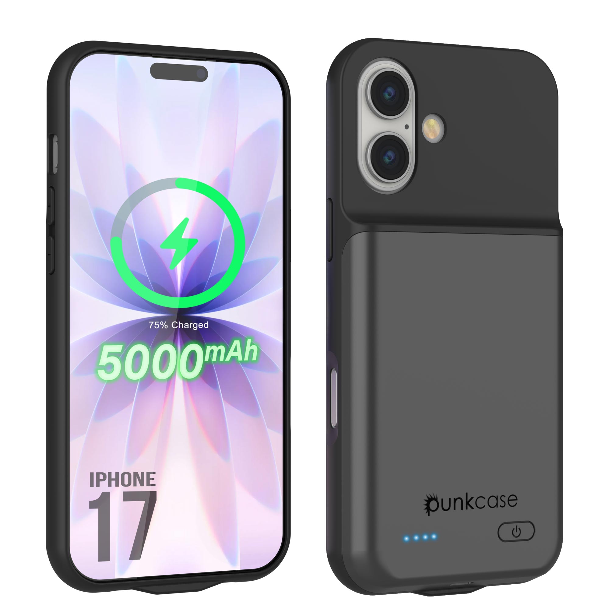iPhone 17 Battery Case, PunkJuice 5000mAH Fast Charging Case [Grey]
