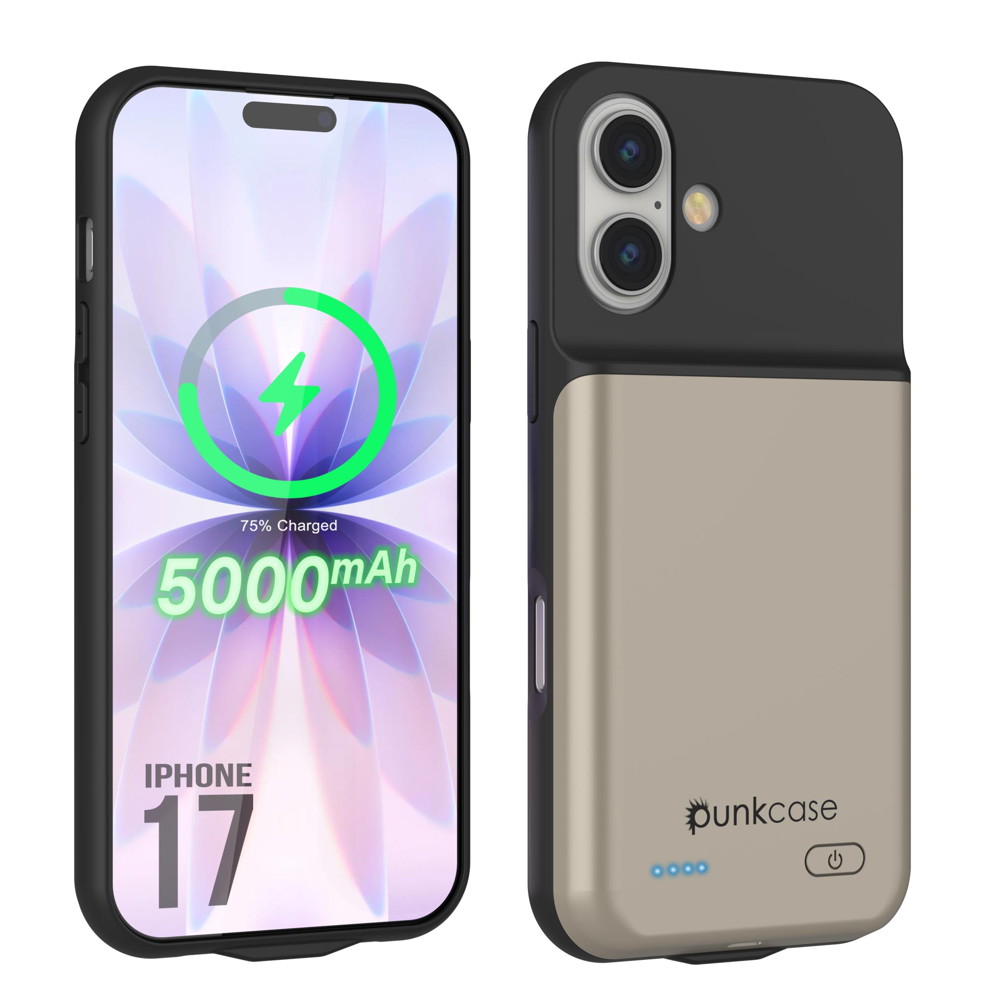 iPhone 17 Battery Case, PunkJuice 5000mAH Fast Charging Case [Gold]