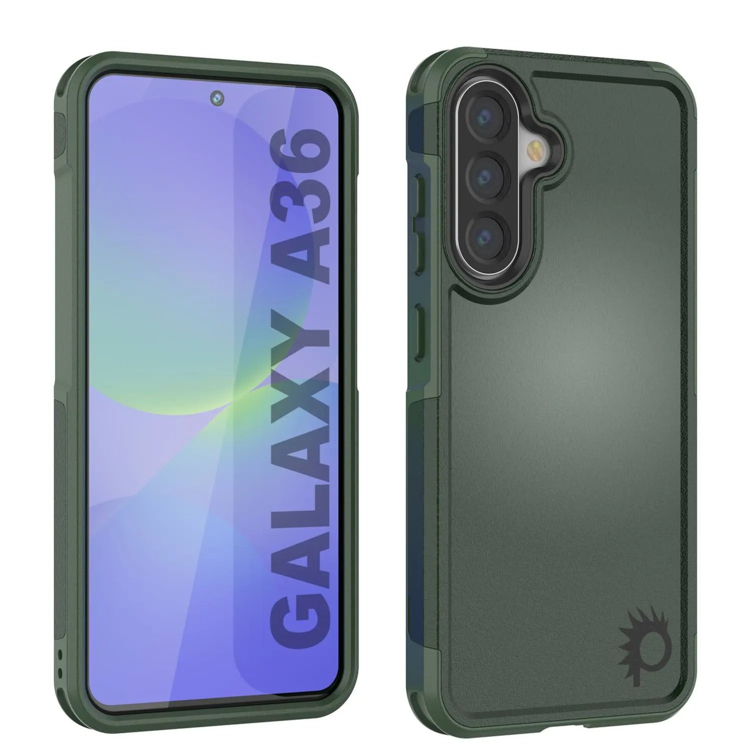 PunkCase Galaxy A36 Case, [Spartan 2.0 Series] Clear Rugged Heavy Duty Cover [Dark Green]