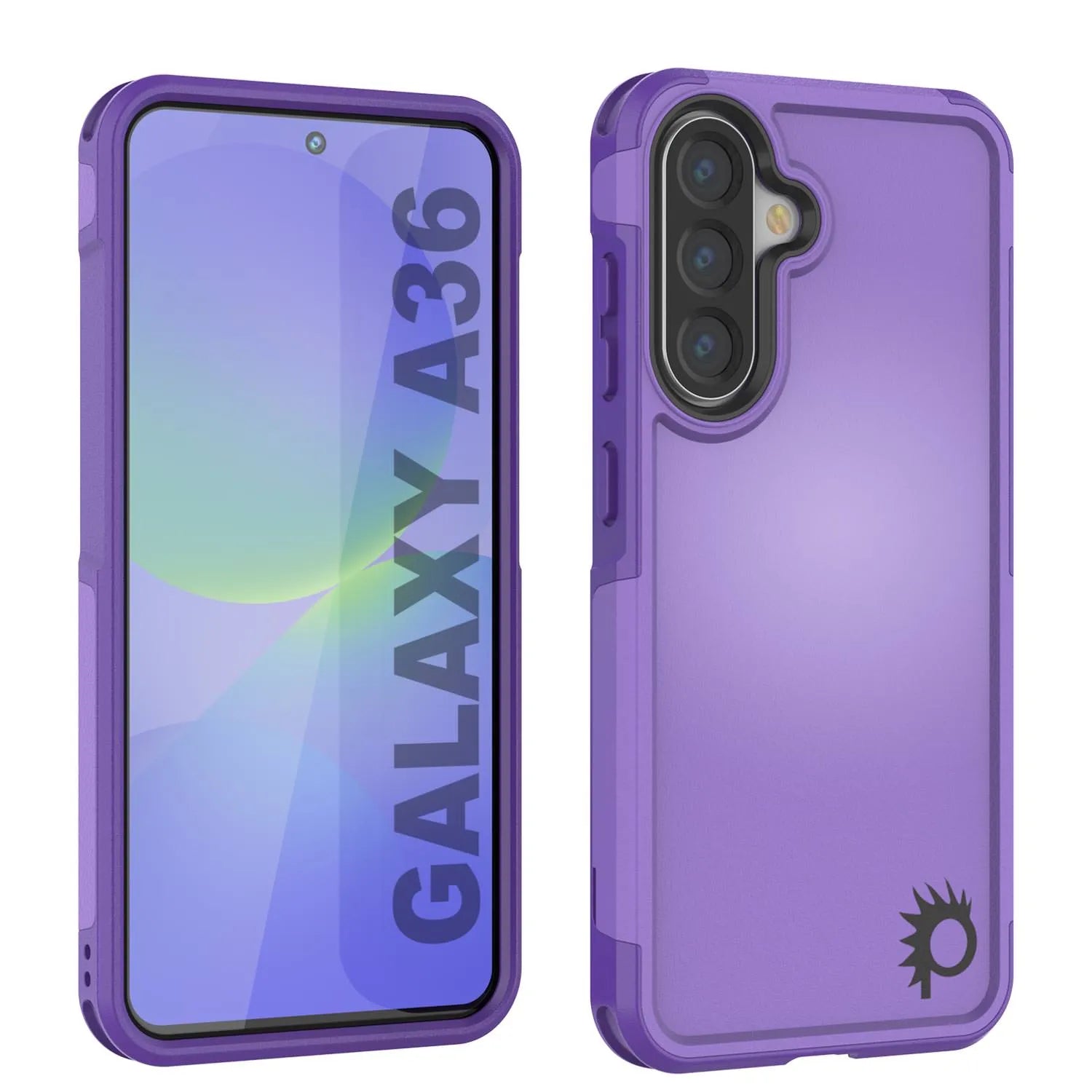 PunkCase Galaxy A36 Case, [Spartan 2.0 Series] Clear Rugged Heavy Duty Cover [Purple]