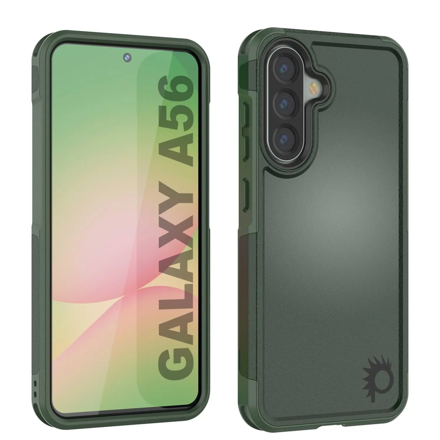 PunkCase Galaxy A56 Case, [Spartan 2.0 Series] Clear Rugged Heavy Duty Cover [Dark Green]