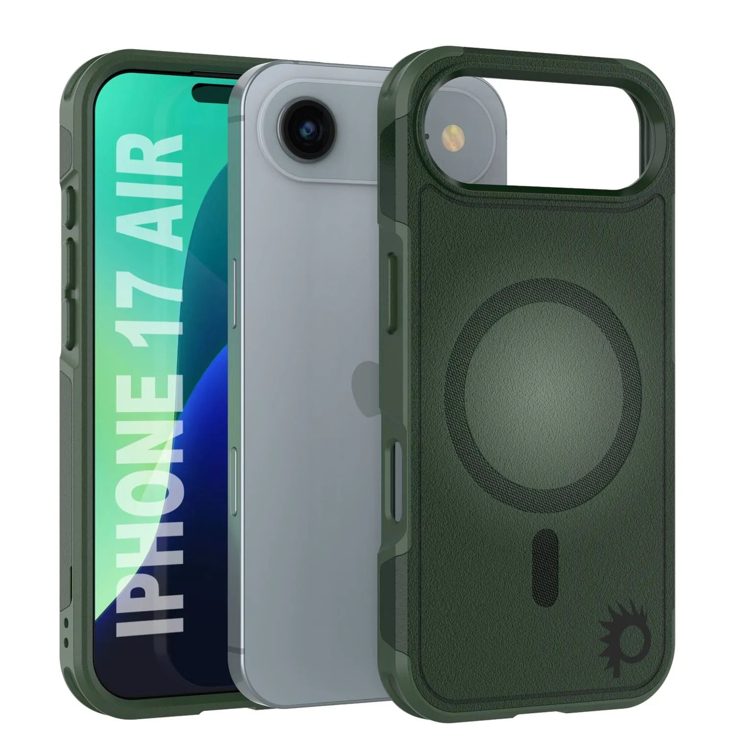PunkCase iPhone 17 Air Case, [Spartan 2.0 Series] Clear Rugged Heavy Duty Cover W/Built in Screen Protector [dark green]