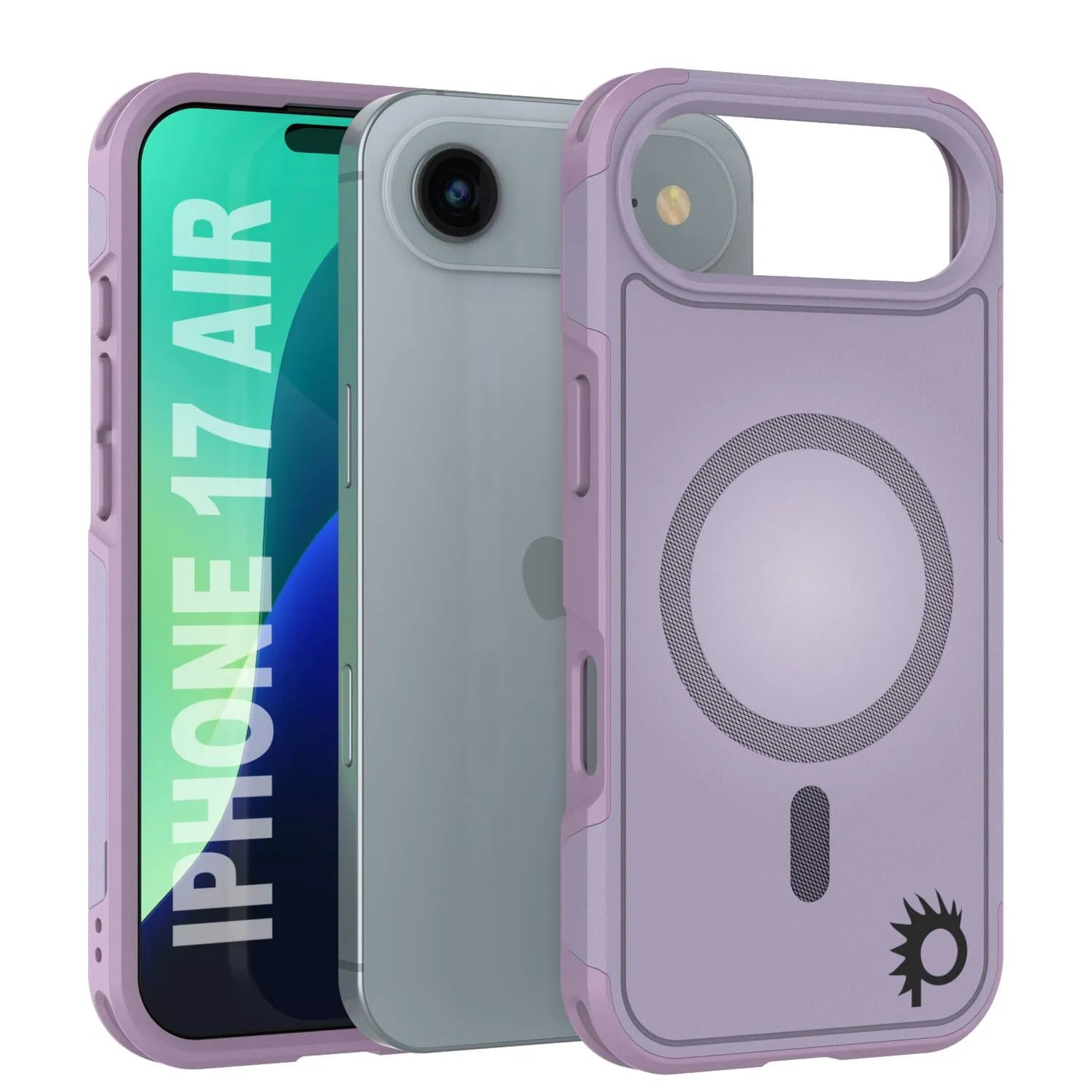 PunkCase iPhone 17 Air Case, [Spartan 2.0 Series] Clear Rugged Heavy Duty Cover W/Built in Screen Protector [lilac]