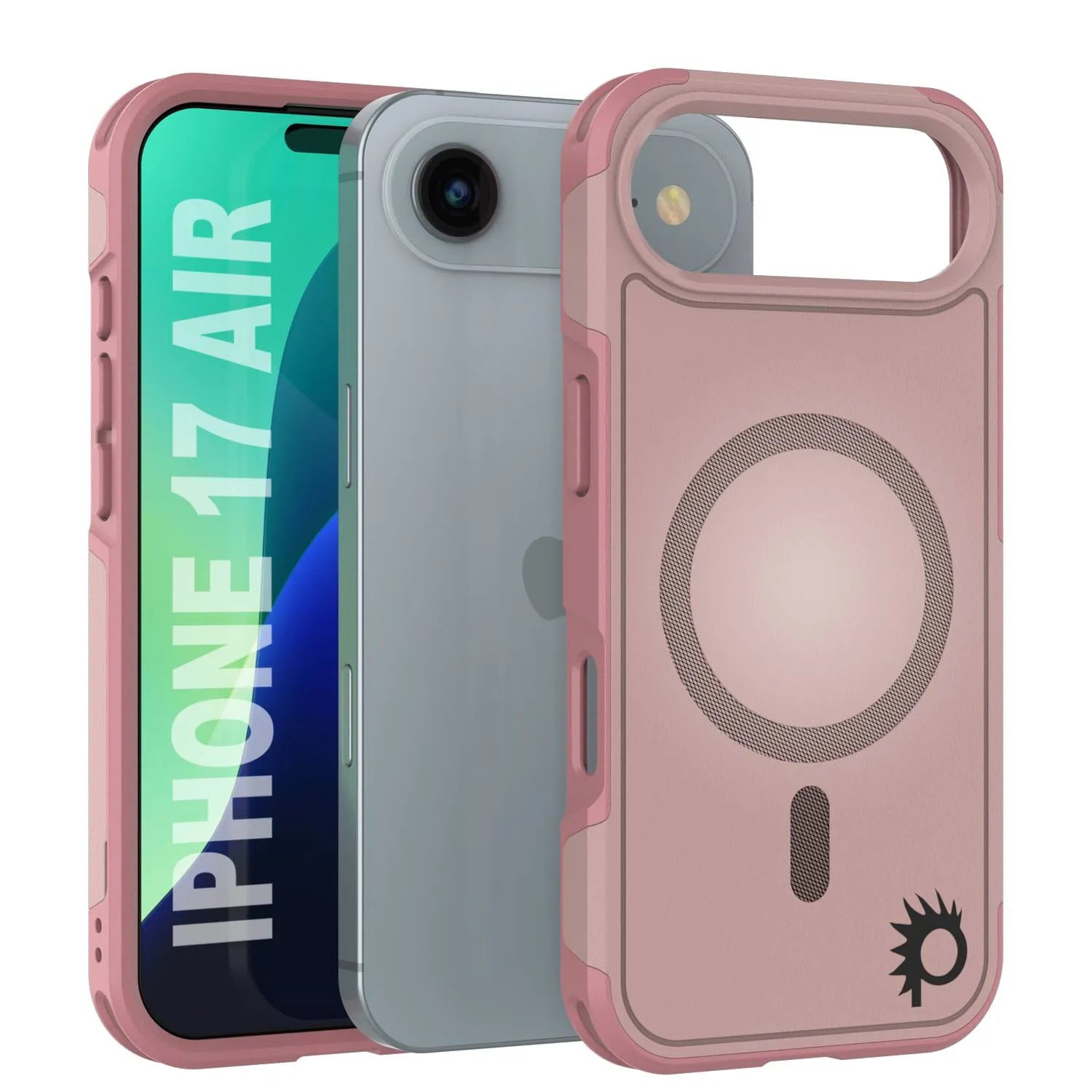 PunkCase iPhone 17 Air Case, [Spartan 2.0 Series] Clear Rugged Heavy Duty Cover W/Built in Screen Protector [pink]