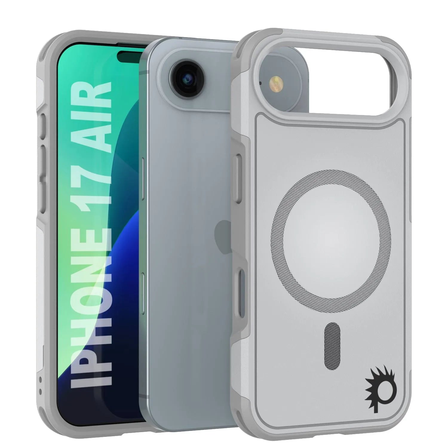 PunkCase iPhone 17 Air Case, [Spartan 2.0 Series] Clear Rugged Heavy Duty Cover W/Built in Screen Protector [white]