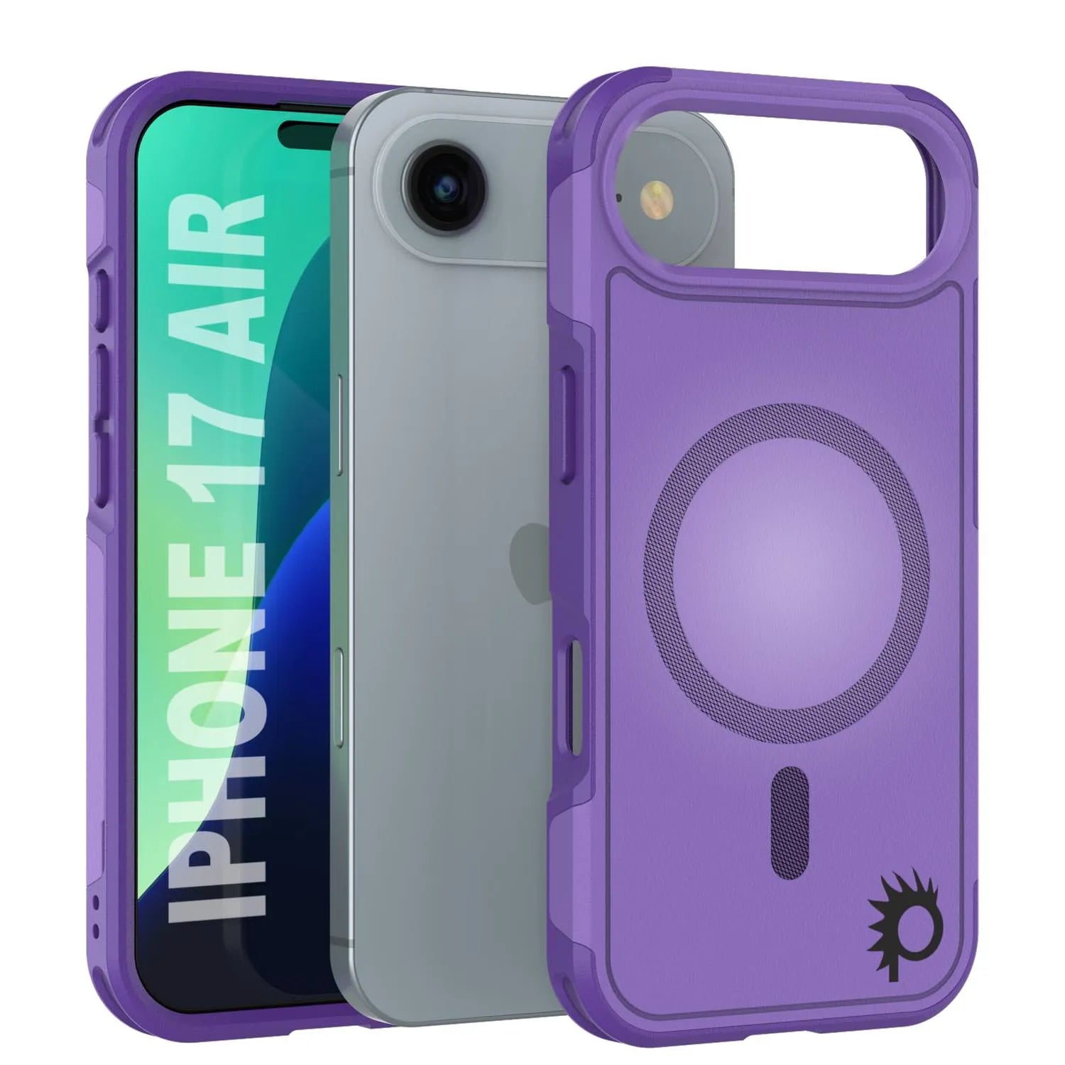 PunkCase iPhone 17 Air Case, [Spartan 2.0 Series] Clear Rugged Heavy Duty Cover W/Built in Screen Protector [purple]