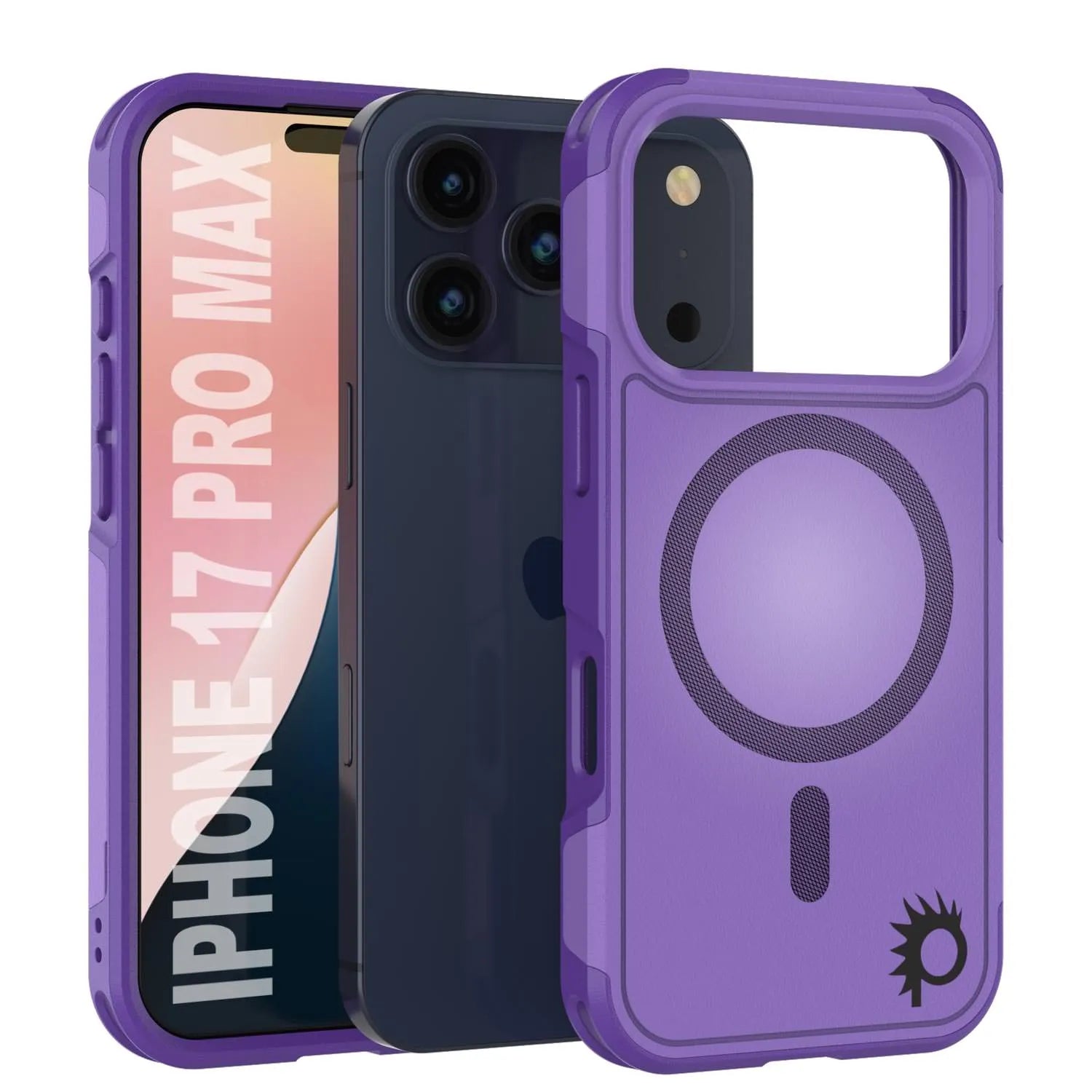 PunkCase iPhone 17 Pro Max Case, [Spartan 2.0 Series] Clear Rugged Heavy Duty Cover W/Built in Screen Protector [purple]