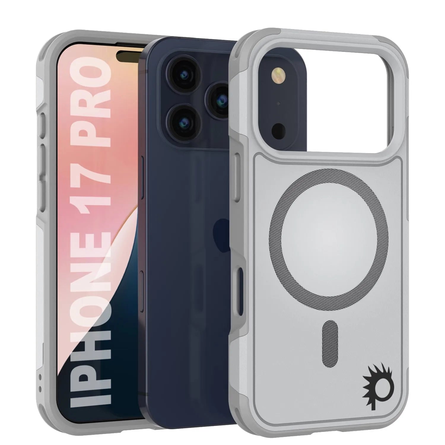 PunkCase iPhone 17 Pro Case, [Spartan 2.0 Series] Clear Rugged Heavy Duty Cover W/Built in Screen Protector [white]