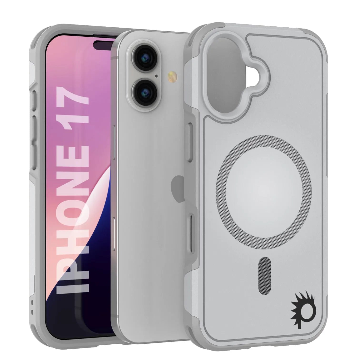 PunkCase iPhone 17 Case, [Spartan 2.0 Series] Clear Rugged Heavy Duty Cover W/Built in Screen Protector [white]