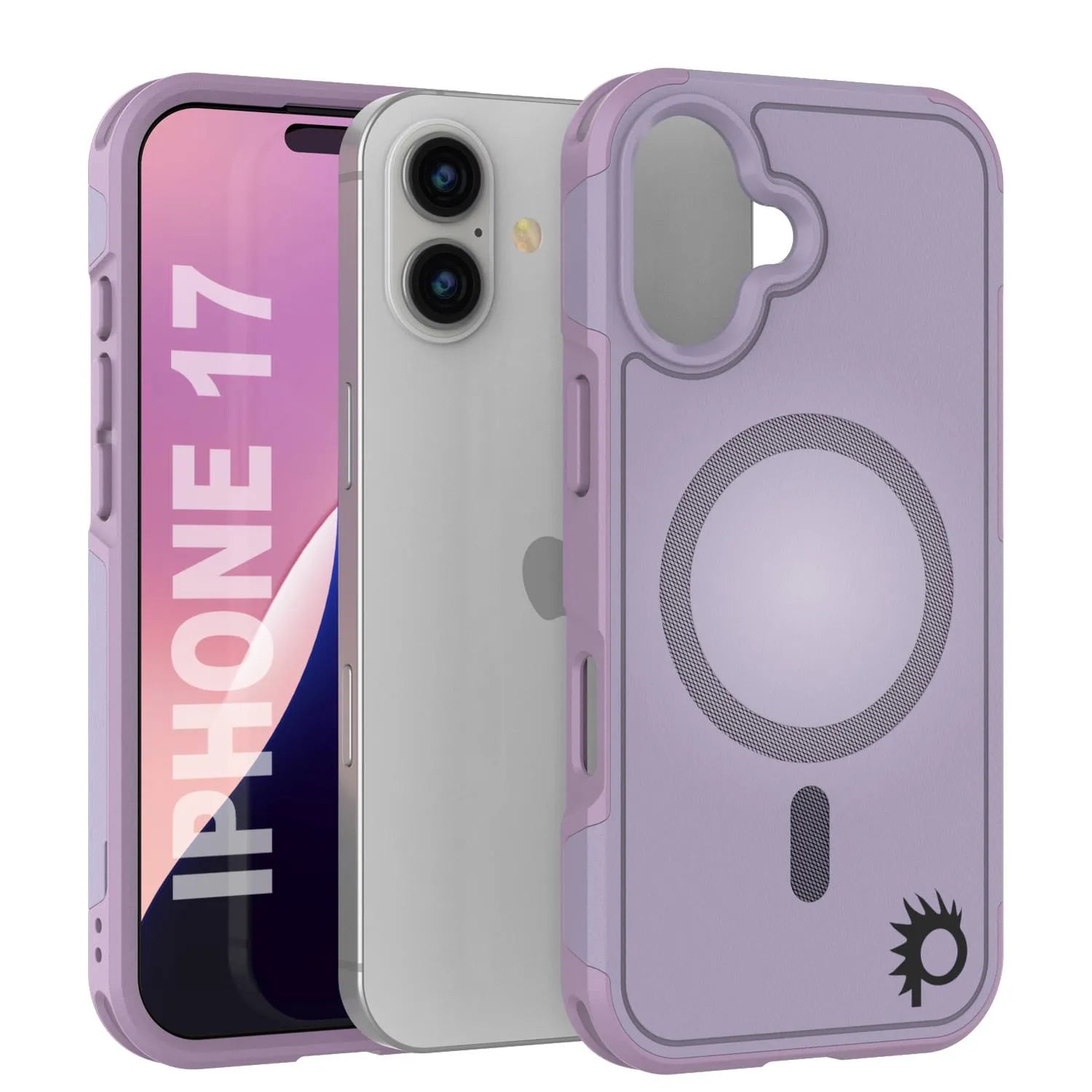 PunkCase iPhone 17 Case, [Spartan 2.0 Series] Clear Rugged Heavy Duty Cover W/Built in Screen Protector [lilac]