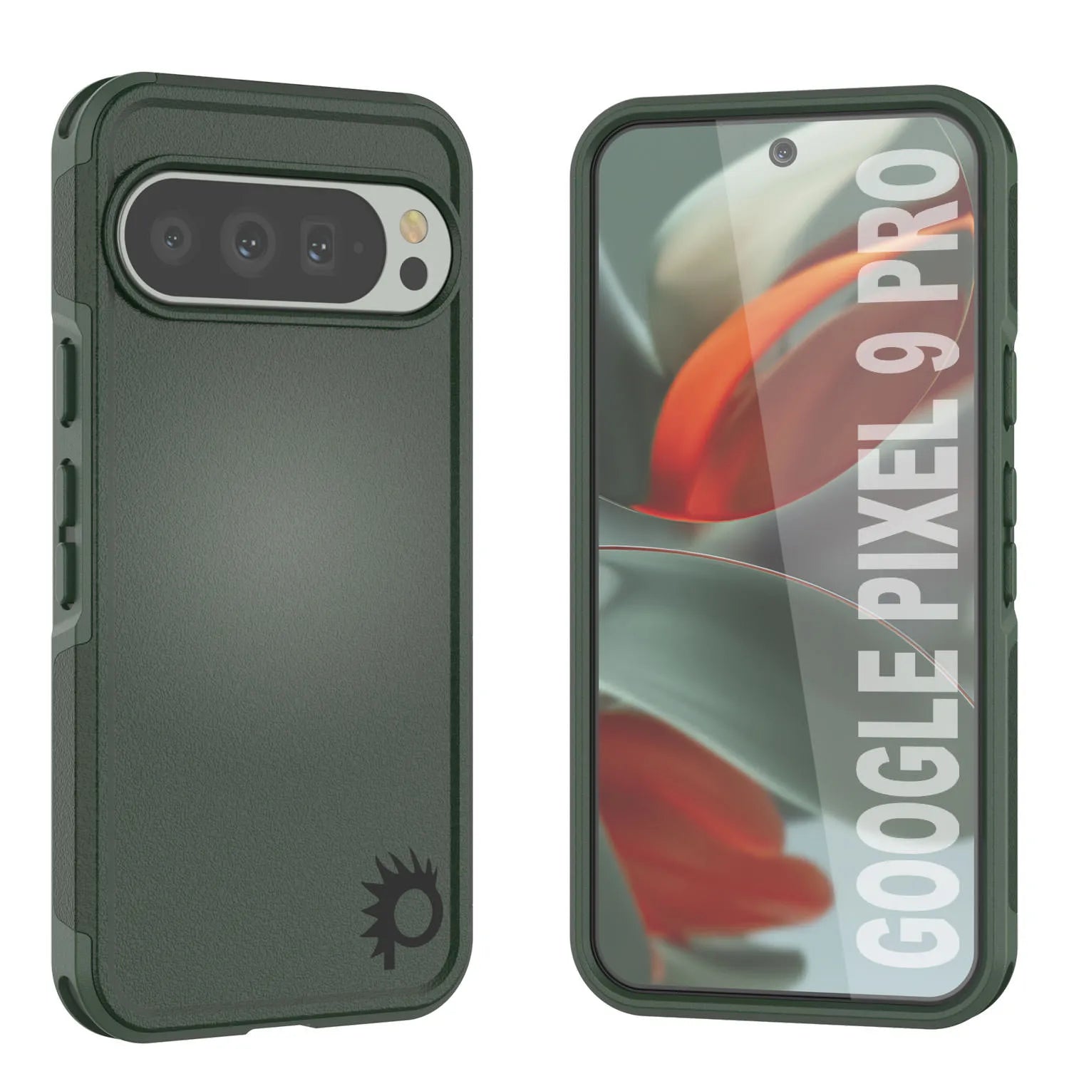 PunkCase Google Pixel 9 Pro Case, [Spartan 2.0 Series] Clear Rugged Heavy Duty Cover W/Built in Screen Protector [Dark Green]