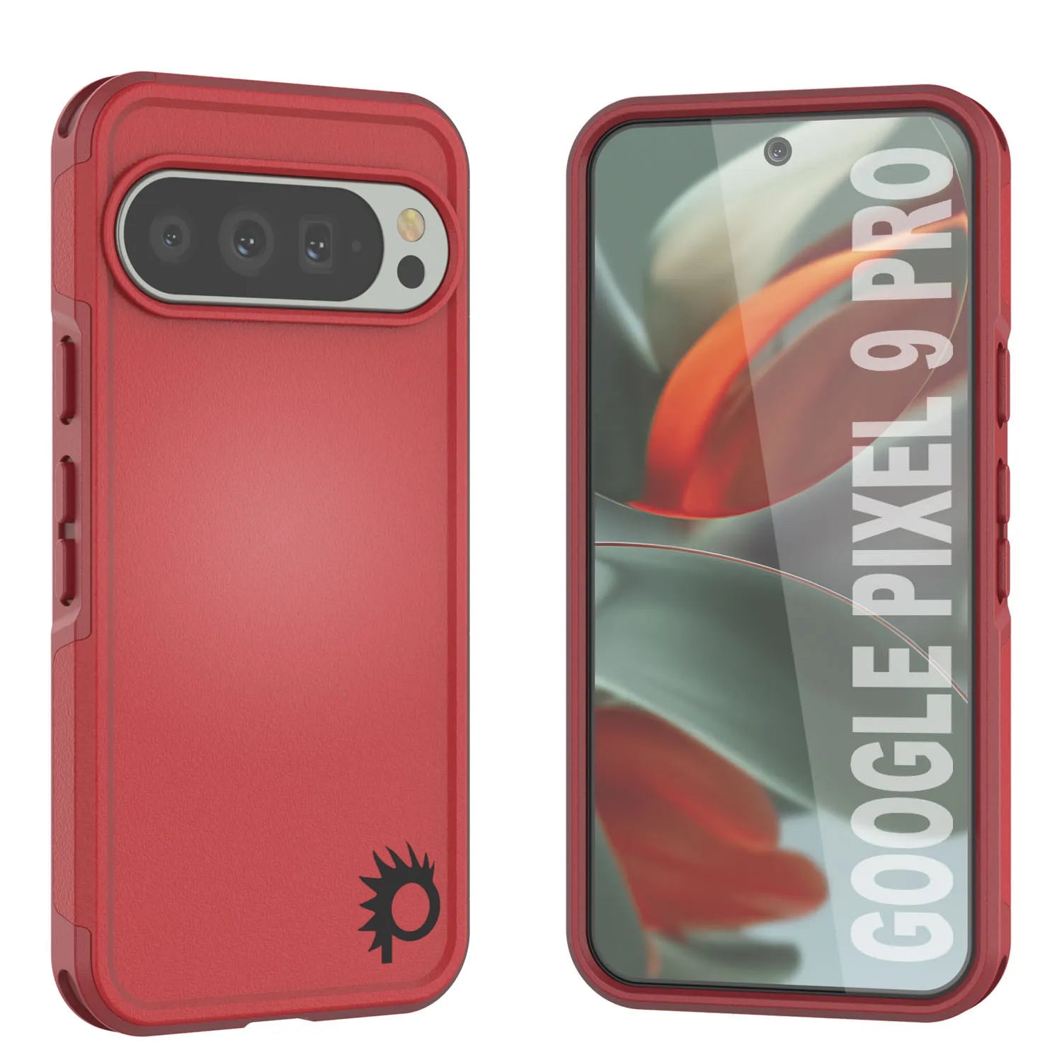 PunkCase Google Pixel 9 Pro Case, [Spartan 2.0 Series] Clear Rugged Heavy Duty Cover W/Built in Screen Protector [Red]