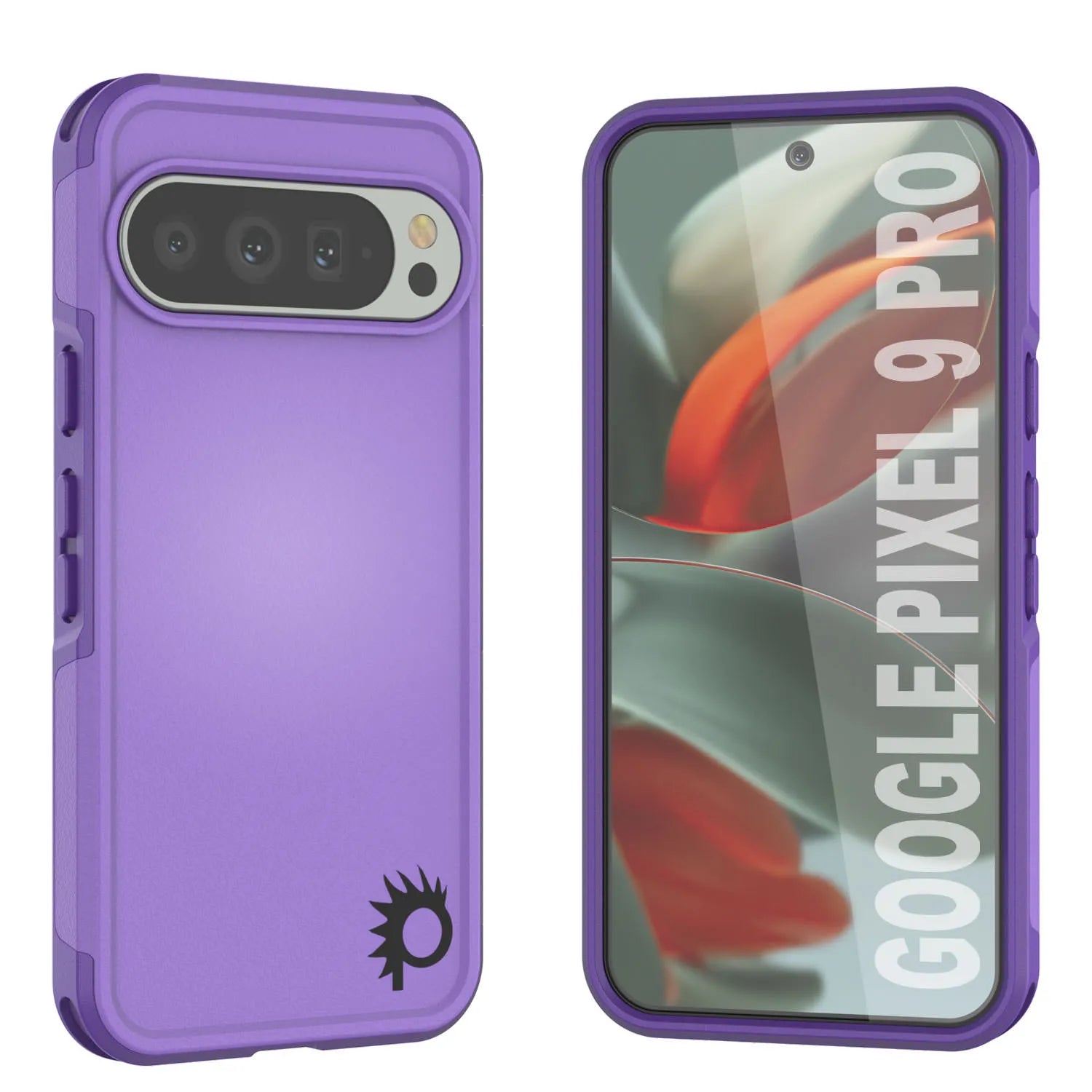 PunkCase Google Pixel 9 Pro Case, [Spartan 2.0 Series] Clear Rugged Heavy Duty Cover W/Built in Screen Protector [Purple]