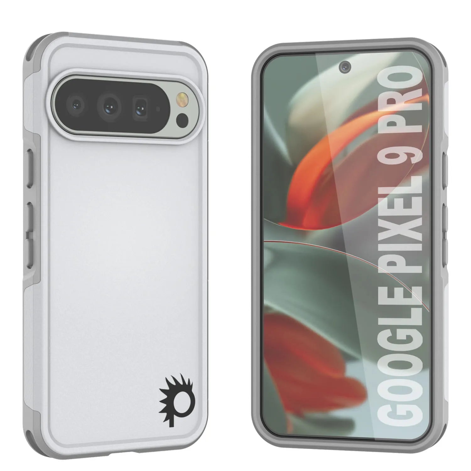 PunkCase Google Pixel 9 Pro Case, [Spartan 2.0 Series] Clear Rugged Heavy Duty Cover W/Built in Screen Protector [White]